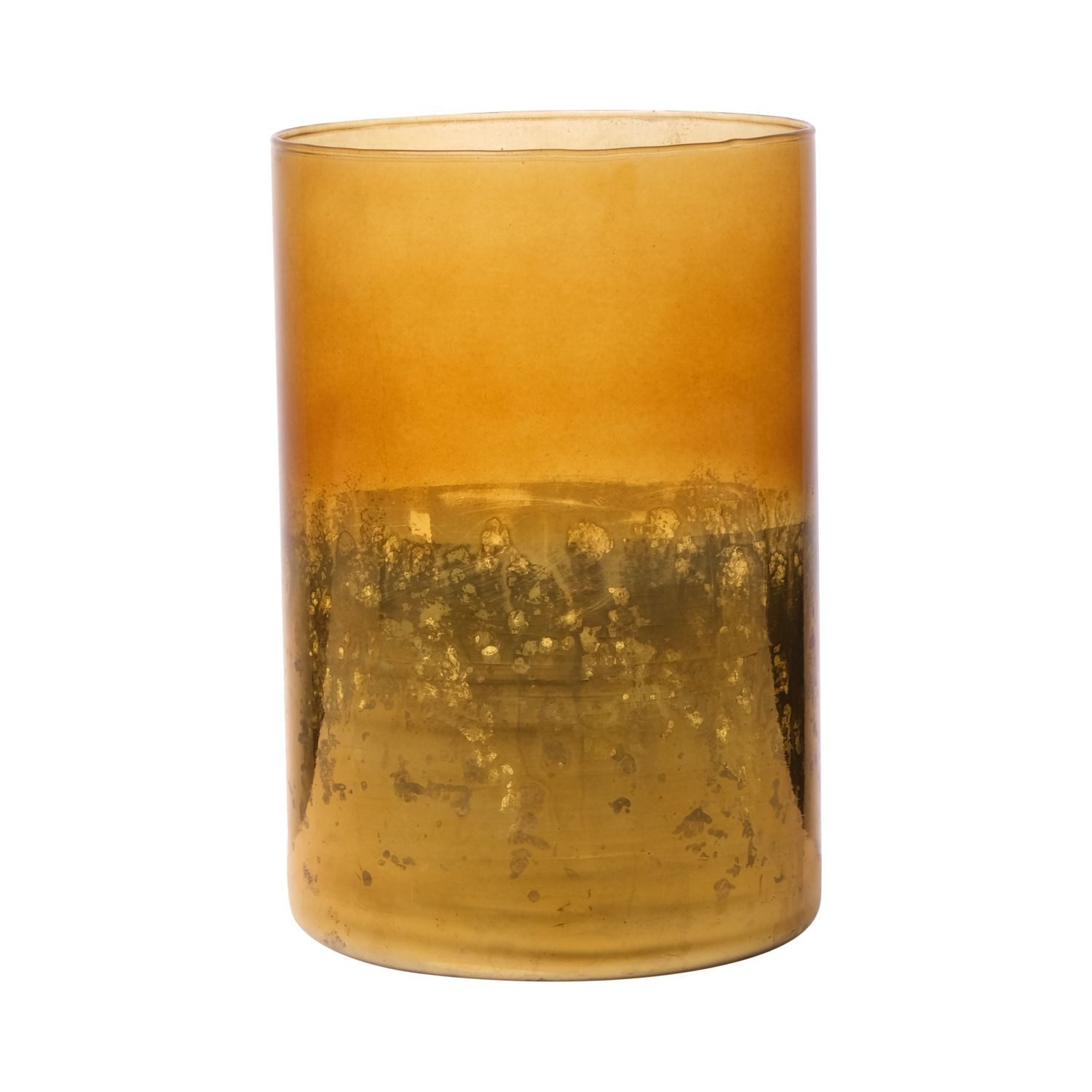 INNA-Glas Kerzenhalter Maxi Teelichtglas Rigoberto, Boden Gold, orange-brau