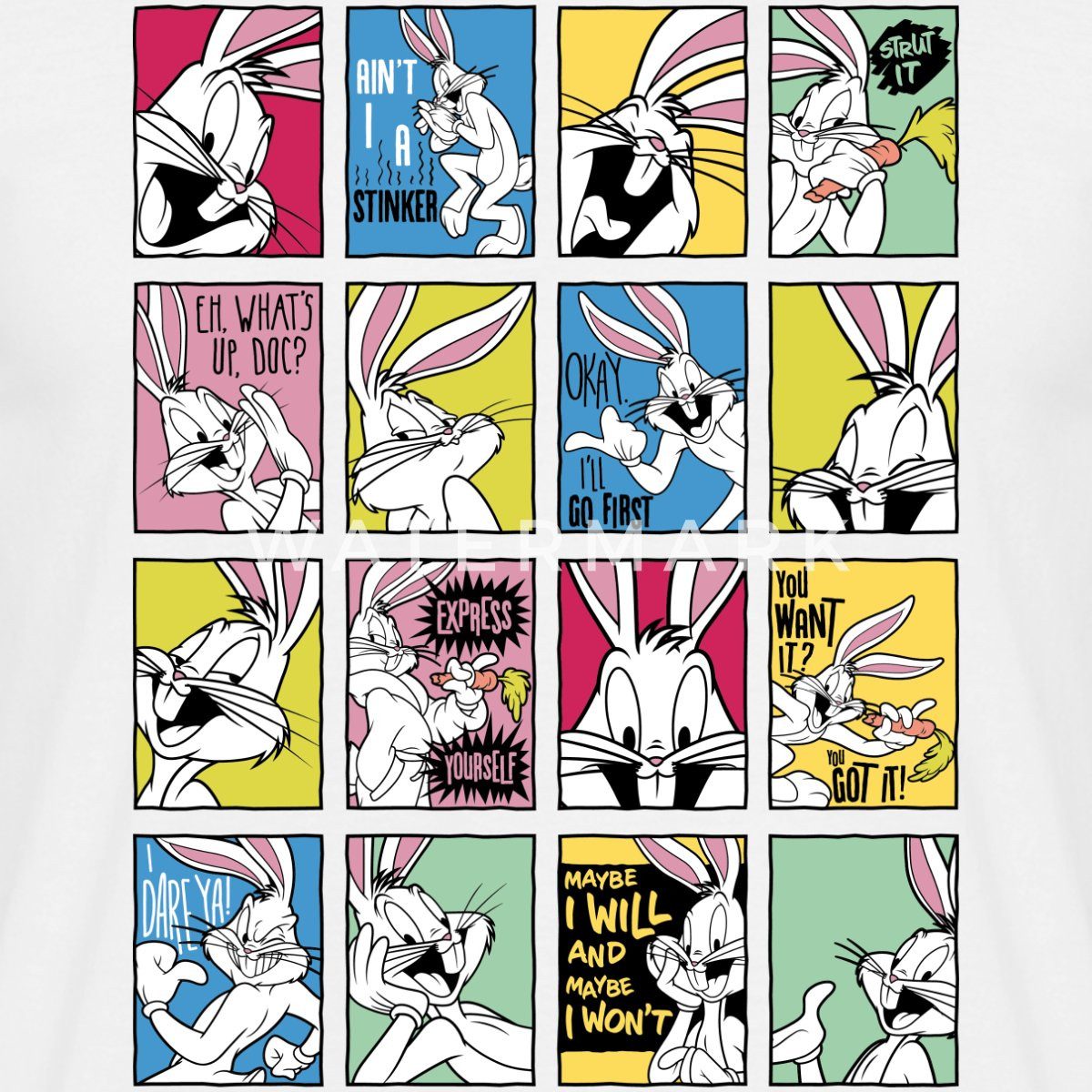 Spreadshirt T-Shirt Looney Tunes Bugs Bunny Kacheln Männer T-Shirt (1-tlg) günstig online kaufen