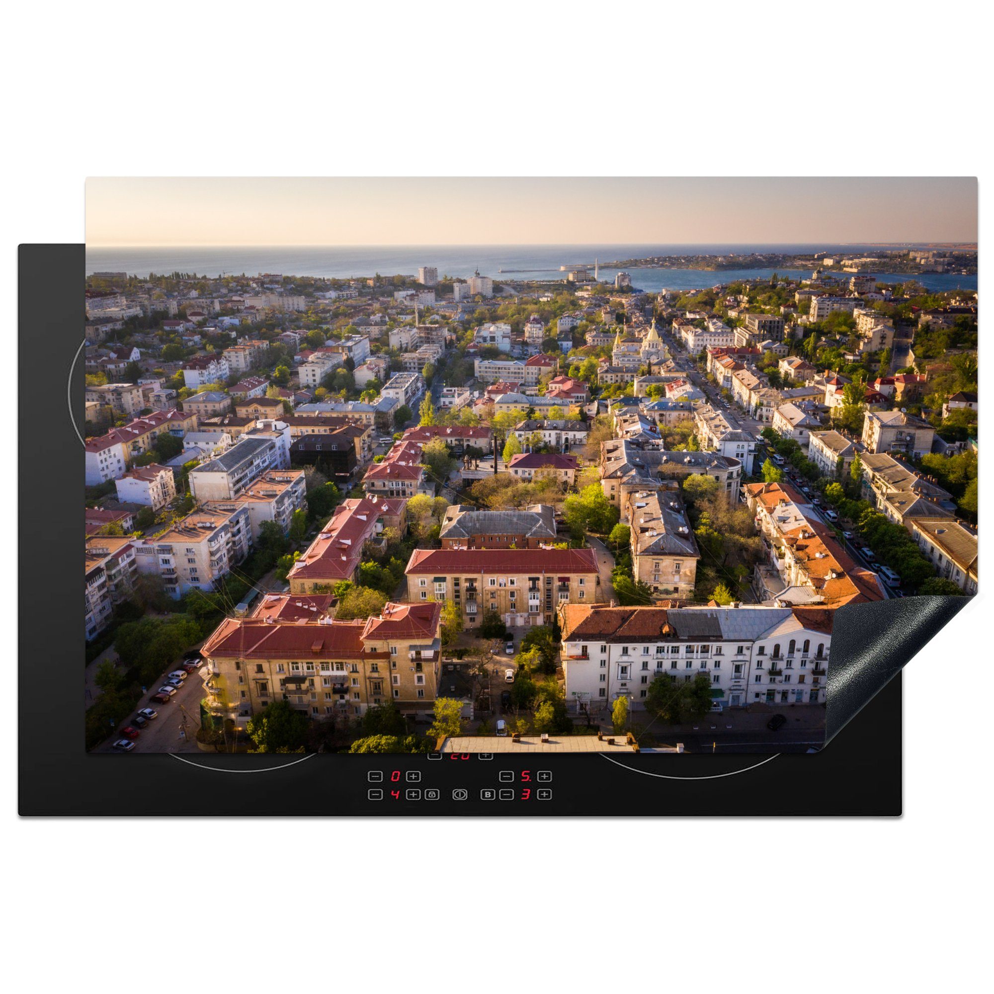 MuchoWow Herdblende-/Abdeckplatte Blick auf das Stadtzentrum von Sebastopol auf der Krim, Vinyl, (1 tlg), 81x52 cm, Induktionskochfeld Schutz für die küche, Ceranfeldabdeckung