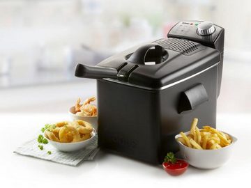 Domo Kaltzonenfritteuse, 3200 W, 4,5L XL Frittöse Pommes & Schnitzel mit Fett frittieren & Salzstreuer