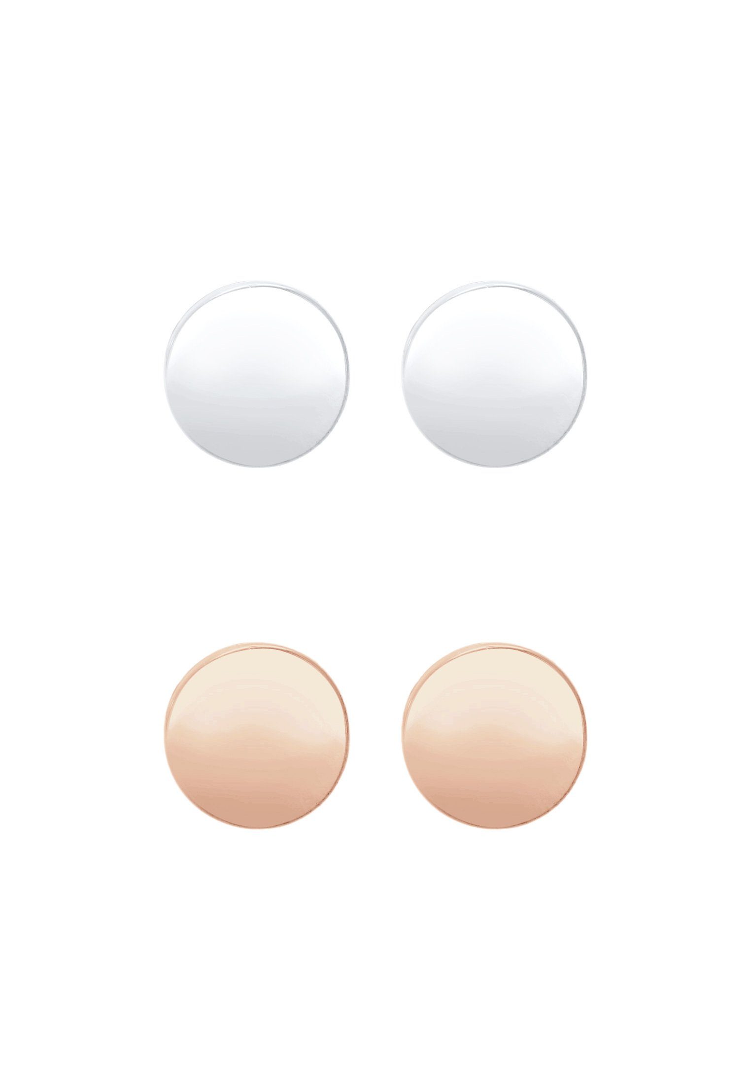 Rosa Bicolour 2er Geo 925 Basic Ohrring-Set Set Elli Silber Kreis