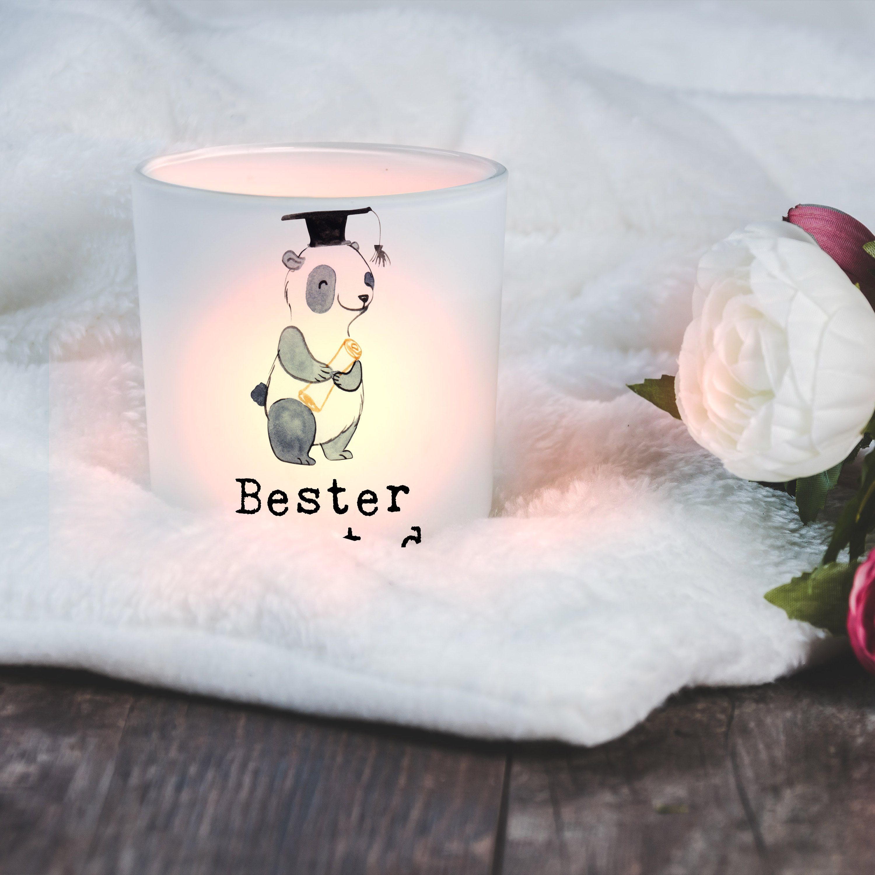 Teelichter, Welt St) Bester Panda Panda (1 der - Geschenk, Windlicht G Transparent Mrs. - Mr. & Student