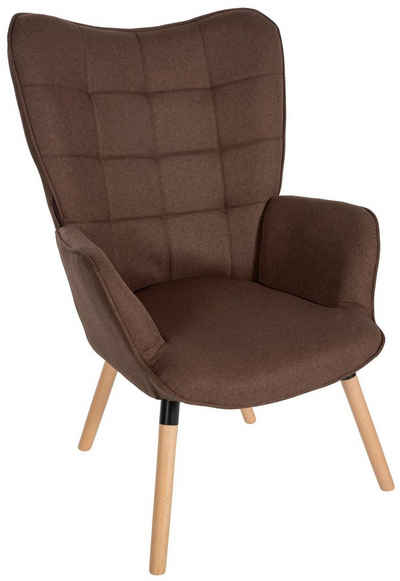 CLP Loungesessel Garding, Stuhl mit Stoff-Bezug und Gestell aus Buchenholz