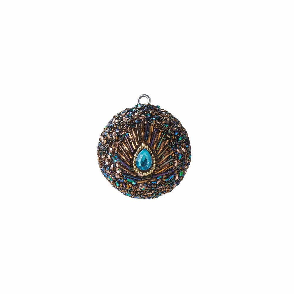 Giftcompany Weihnachtsbaumkugel Opium Pfaumuster Blau / Gold Ø 6 cm