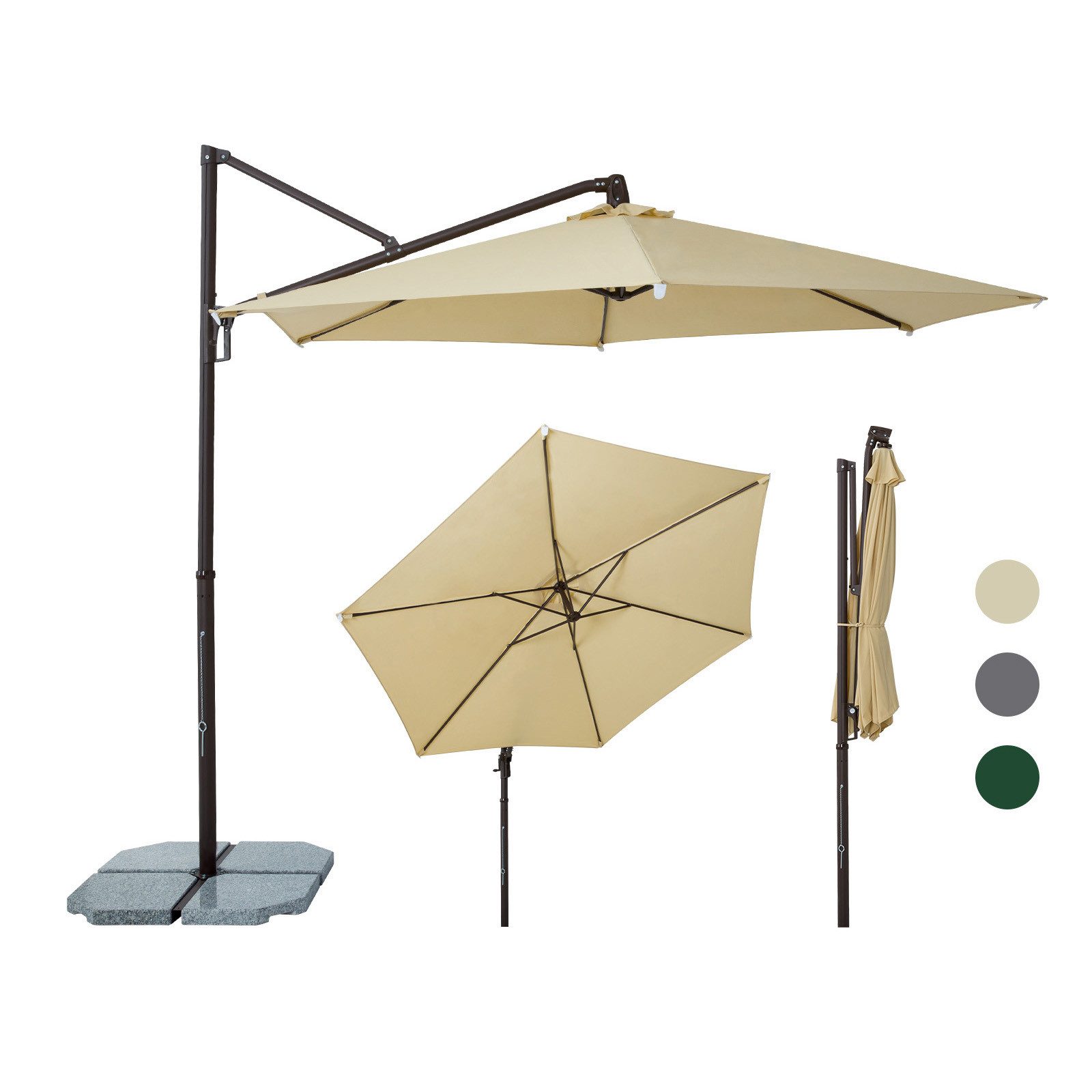Sekey Ampelschirm 300cm Alu Sonnenschirm, 360° günstig online kaufen
