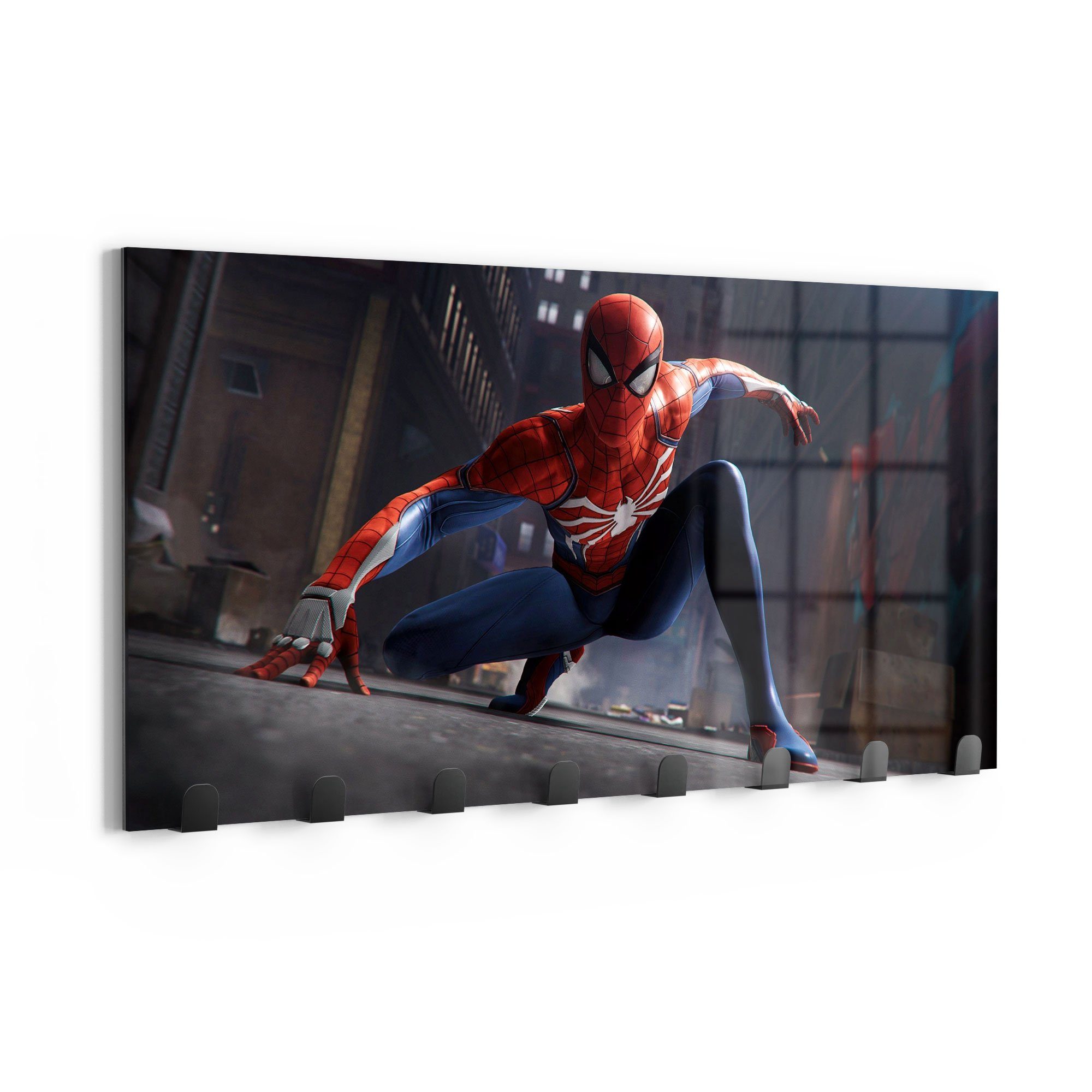 DEQORI Kleiderhaken 'Spider-Man Superheld', Glas Garderobe Paneel magnetisch beschreibbar