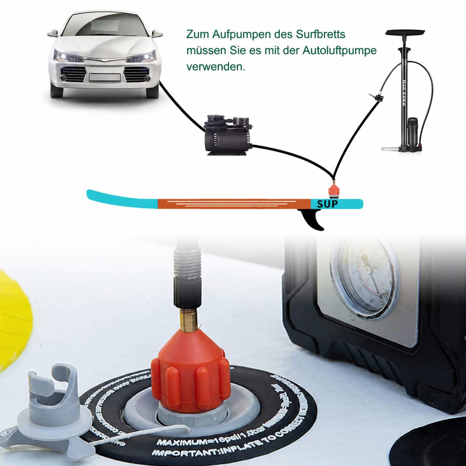 MOPUEA SUP-Pumpe Adapter für Schlauchboote Kompressor Luft Ventiladapter (Adapter Konventionelle Aufblasbares Boot Luftpumpe Luftventiladapter, 1-tlg), Konverte – Bild 5 von 5