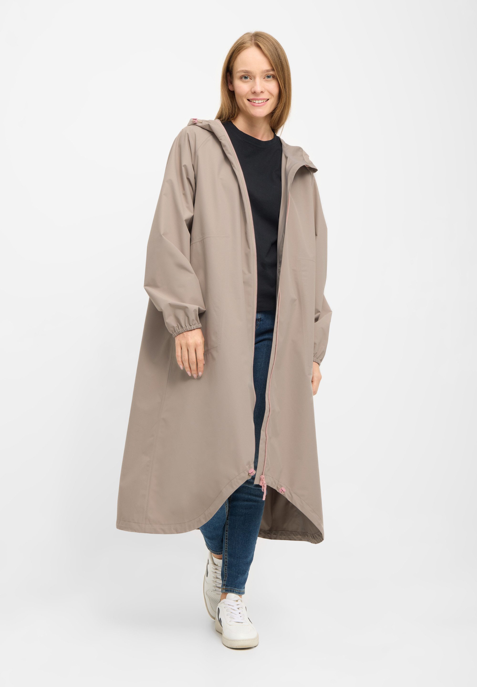 Derbe Regenmantel Kapby 2-Wege-Reißverschluss, wasserabweisend, winddicht, Kapuze