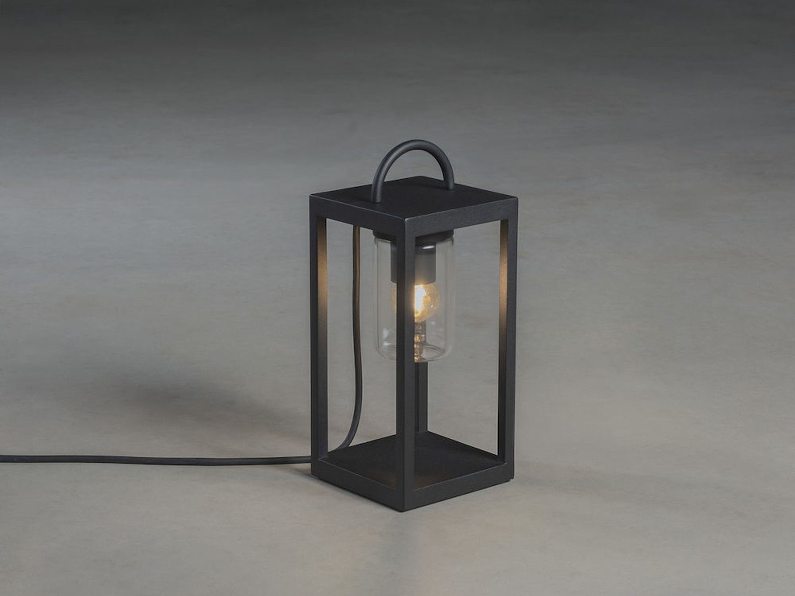 KONSTSMIDE LED Außen-Tischleuchte, LED wechselbar, warmweiß, Kleine Bodenlaterne für draußen, Garten-laterne Schwarz, H: 33cm