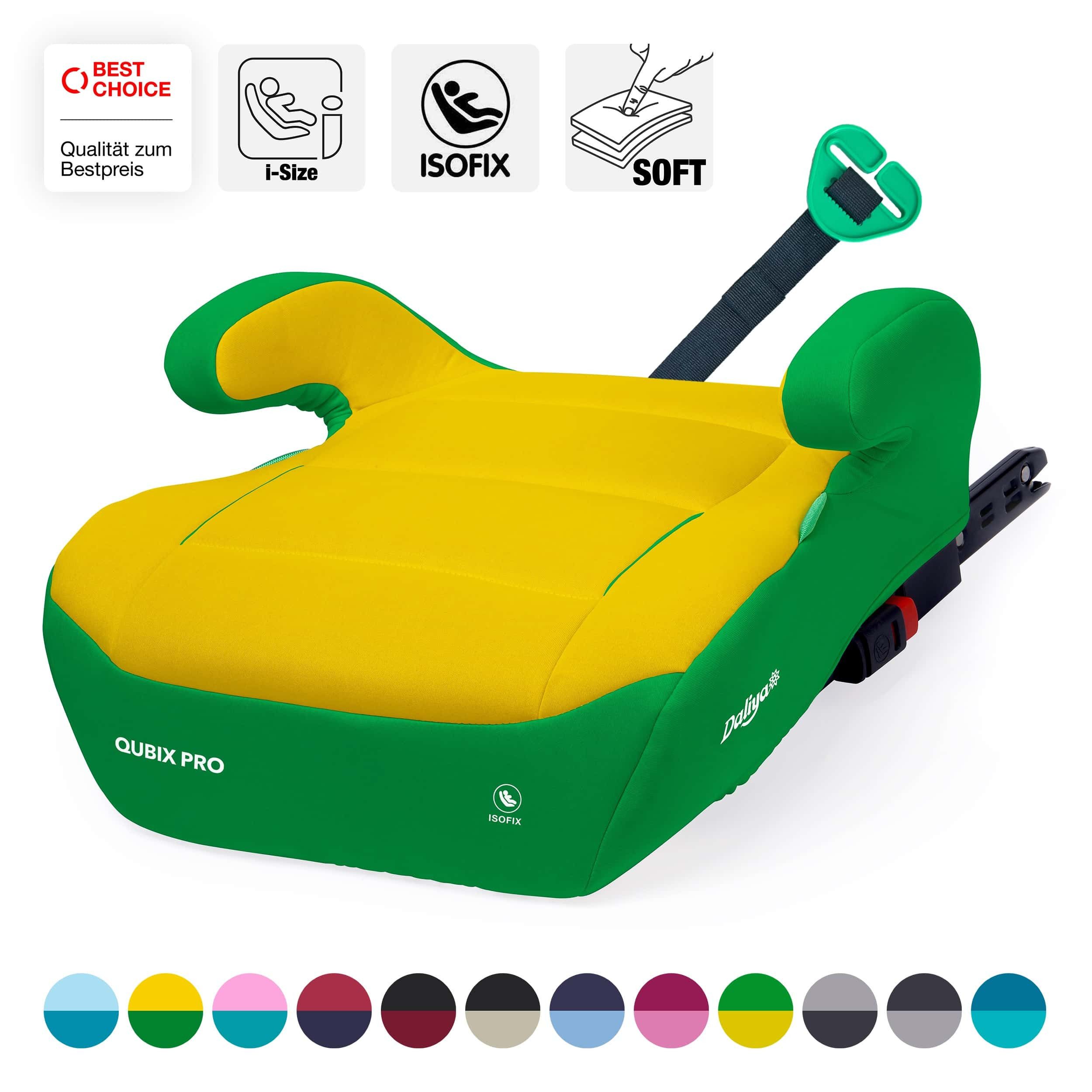 Daliya® Kindersitzerhöhung QUBIX PRO ISOFIX Kindersitz, ab: ab 6 Jahre oder 125cm Körpergröße, bis: bis 12 Jahre oder 150cm Körpergröße, ab: 125 cm, bis: 150 cm, (Packung, 1-tlg), ISOFIX, I-Size, Gurtfix, ergonomisch, weich, waschbarer Bezug