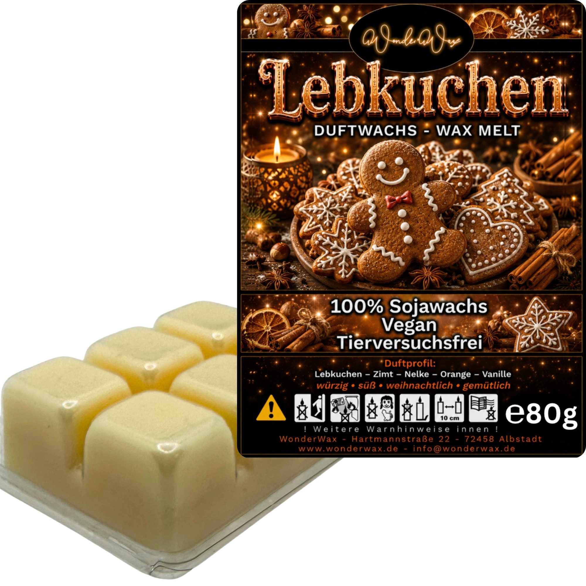 WonderWax Duftwachs WonderWax® Duftwachs 6 Würfel, (Lebkuchen), Duftrichtung: Lebkuchen