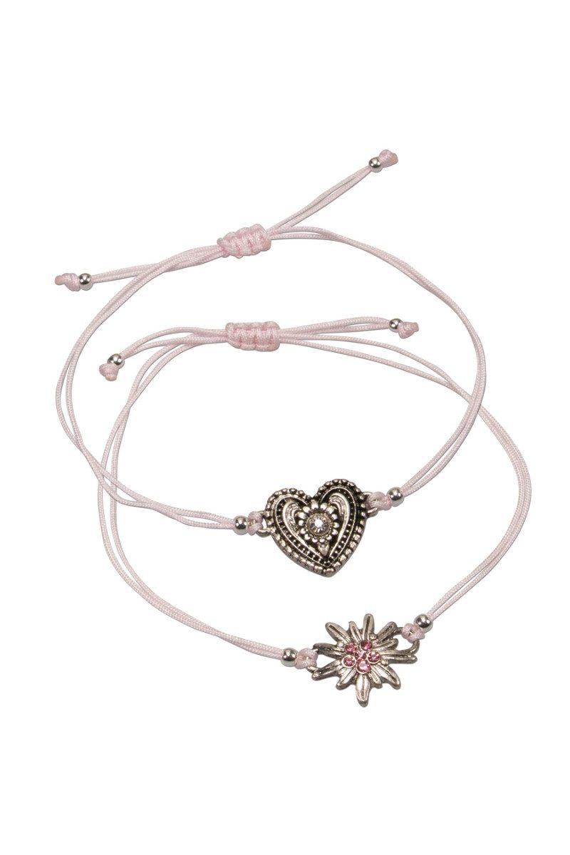 Alpenflüstern Armband Set Armband-Set Damen - EDELWEISS/HERZ - rosé, schwarz