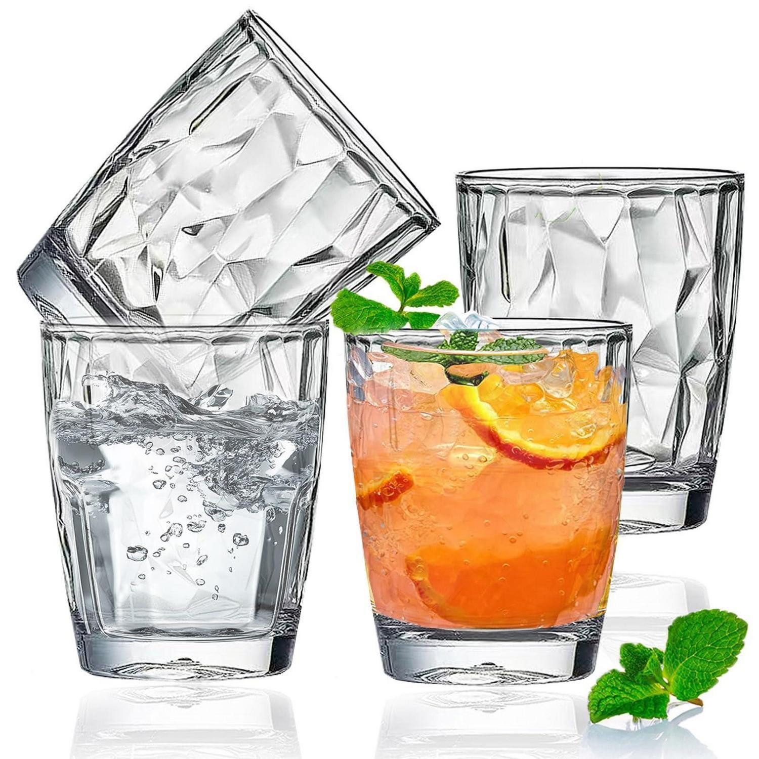 LuxusKollektion Becher 300ml Acrylbecher 4er-Set transparent stapelbar, Kunststoff