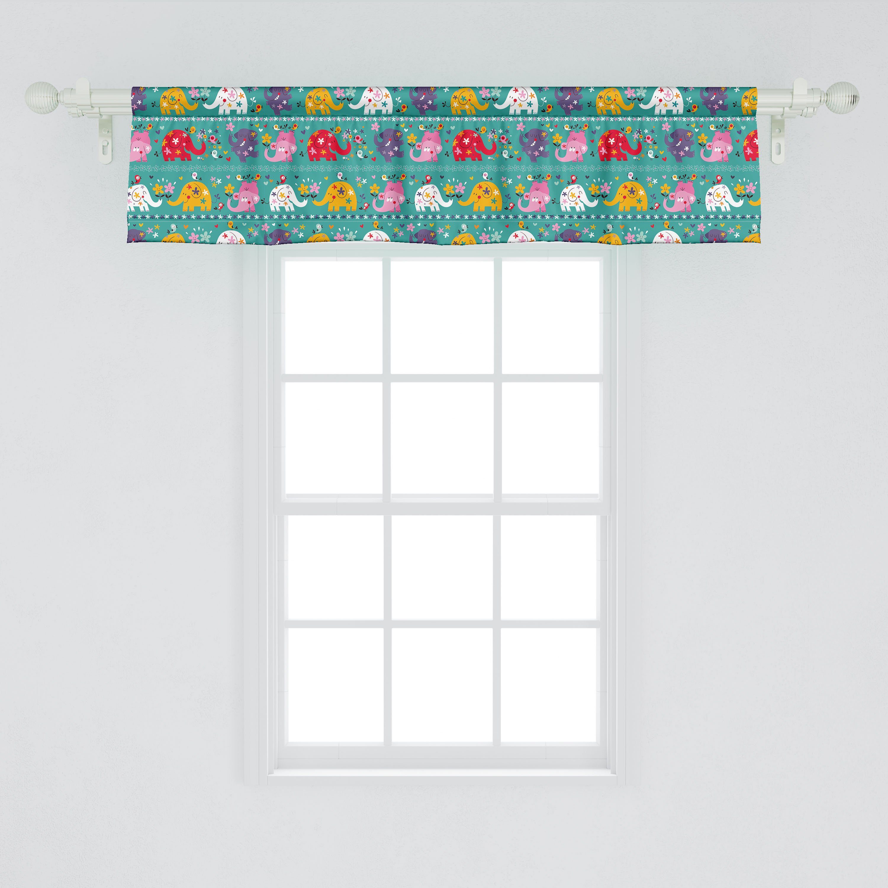 Dekor Vorhang Nursery Volant Scheibengardine Joyful Küche Stangentasche, für Abakuhaus, mit Microfaser, Elephant Natur Schlafzimmer