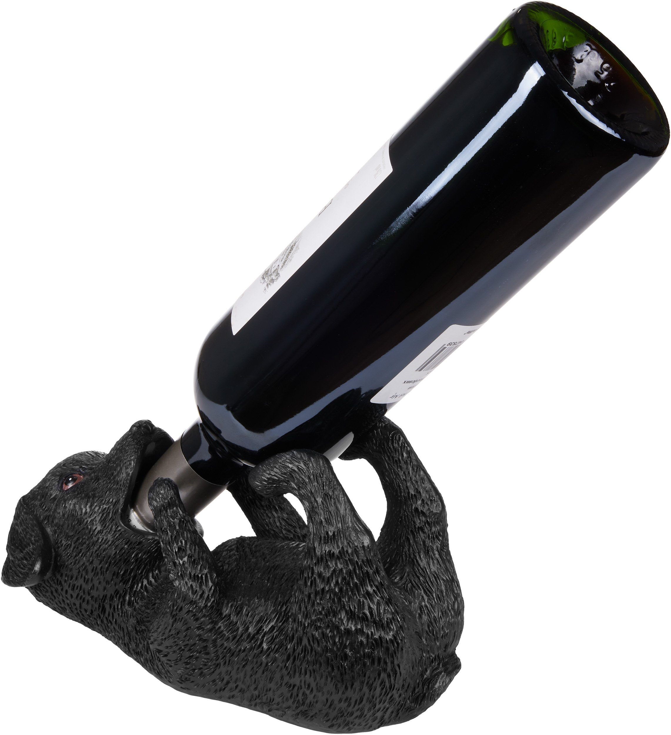 BRUBAKER Weinflaschenhalter Schwarzer Labrador - Flaschenständer lustig, (Deko Figur Handbemalt Barzubehör, 1-St., Witzige Dekoration - Wein Geschenk), Durstiger Hund - Flaschenhalter Trinkende Tiere