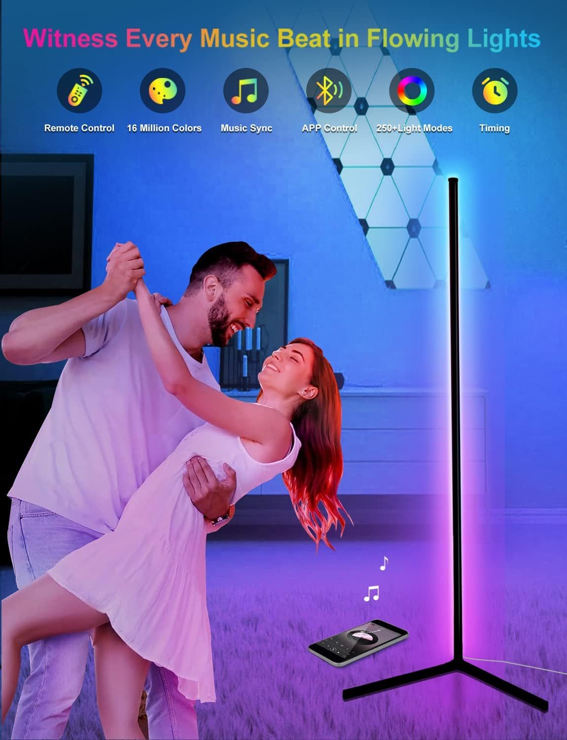 Athlix LED Stehlampe RGB Stehlampe LED 160cm Flur Lampe Farbwechsel Dimmbar günstig online kaufen