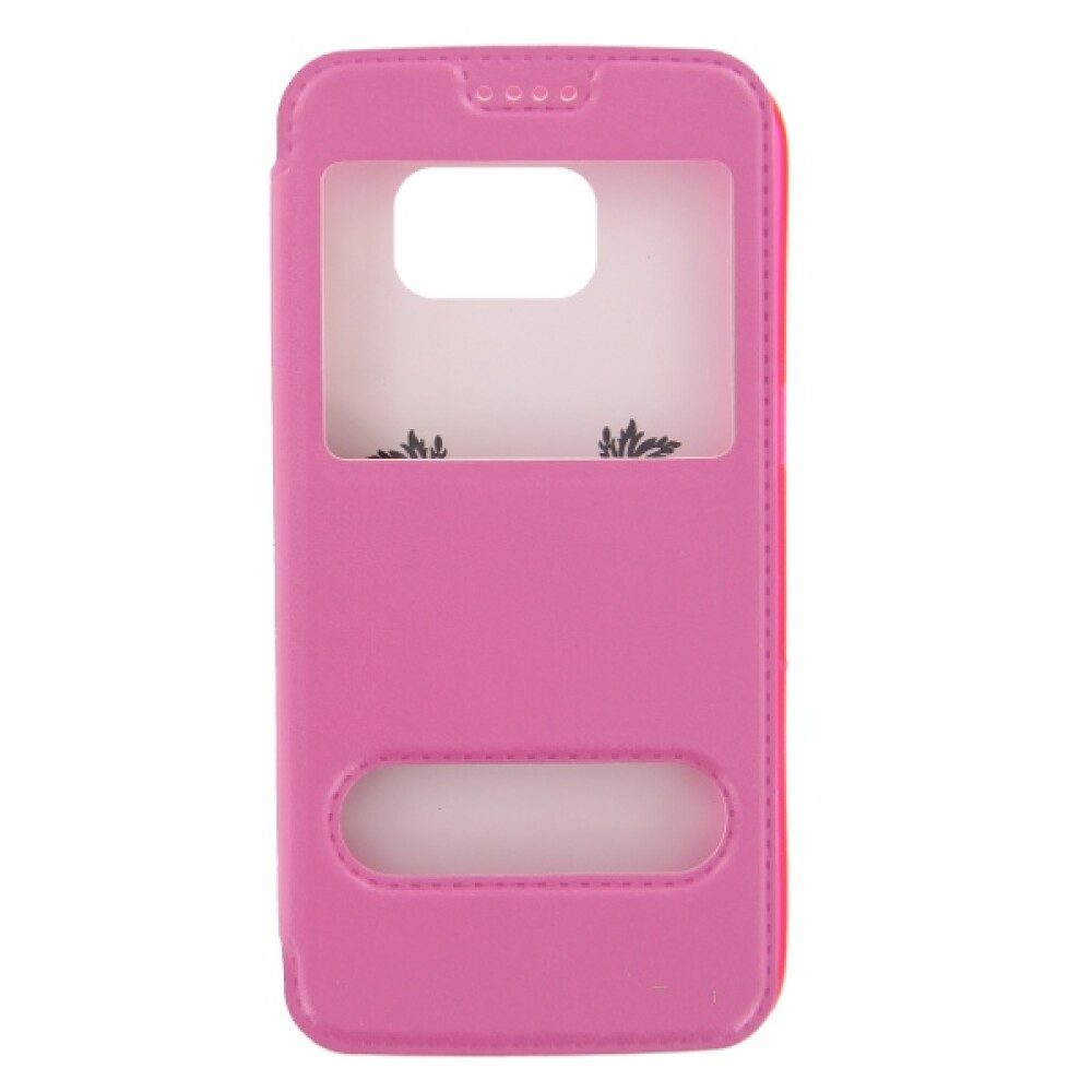 Handytasche Flip Case Handyhülle für Samsung Galaxy S7 Pink Schutz Tasche (Flip Cover)