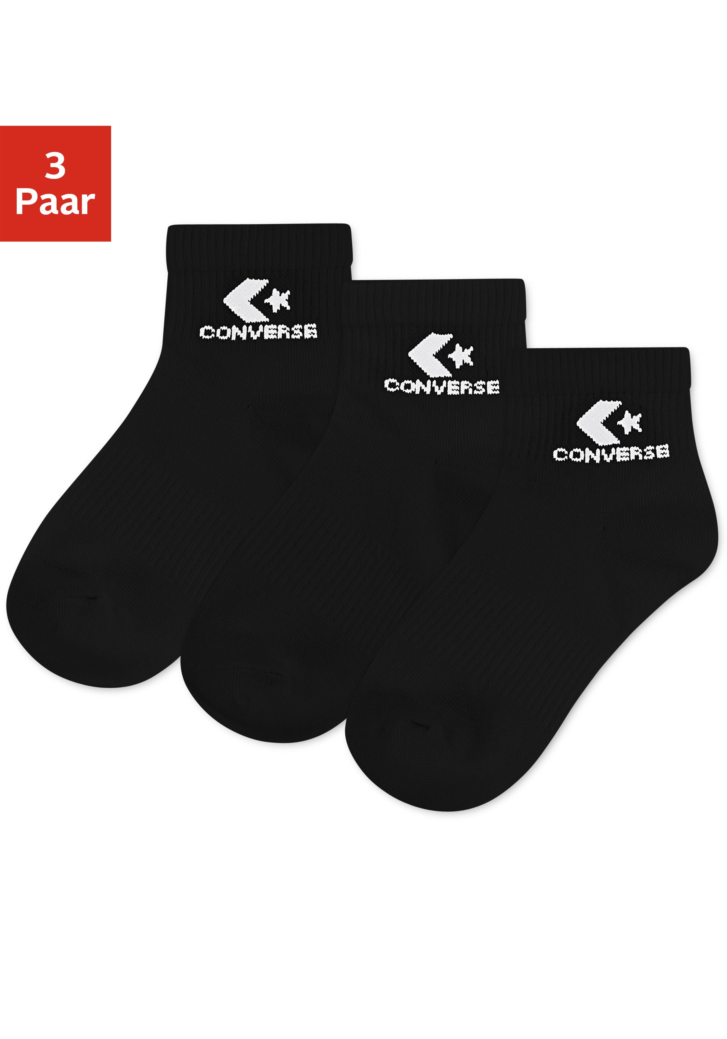 Converse Socken CHU 3PK LIGHTWEIGHT COTTON QTR (3-Paar) für sportive Aktivitäten, aus weichem Strickmaterial, Viertellänge