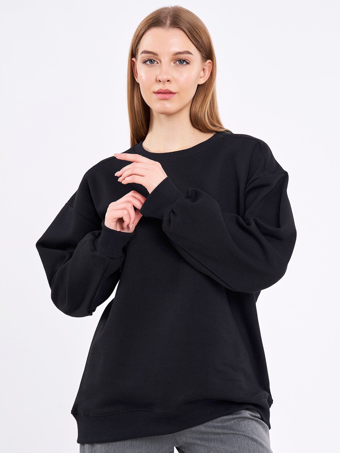 COMEOR Sweatshirt Damen Oversize Pullover Langarm Baumwolle