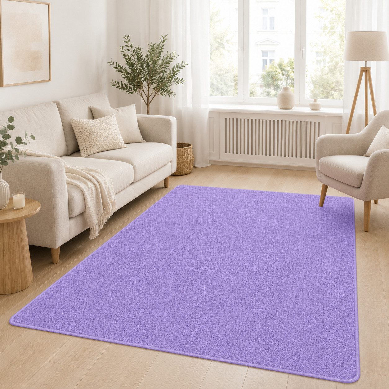 Lochas Designteppich Kurzflor Teppich Uni Schwarz – Weich, rutschfest & waschbar