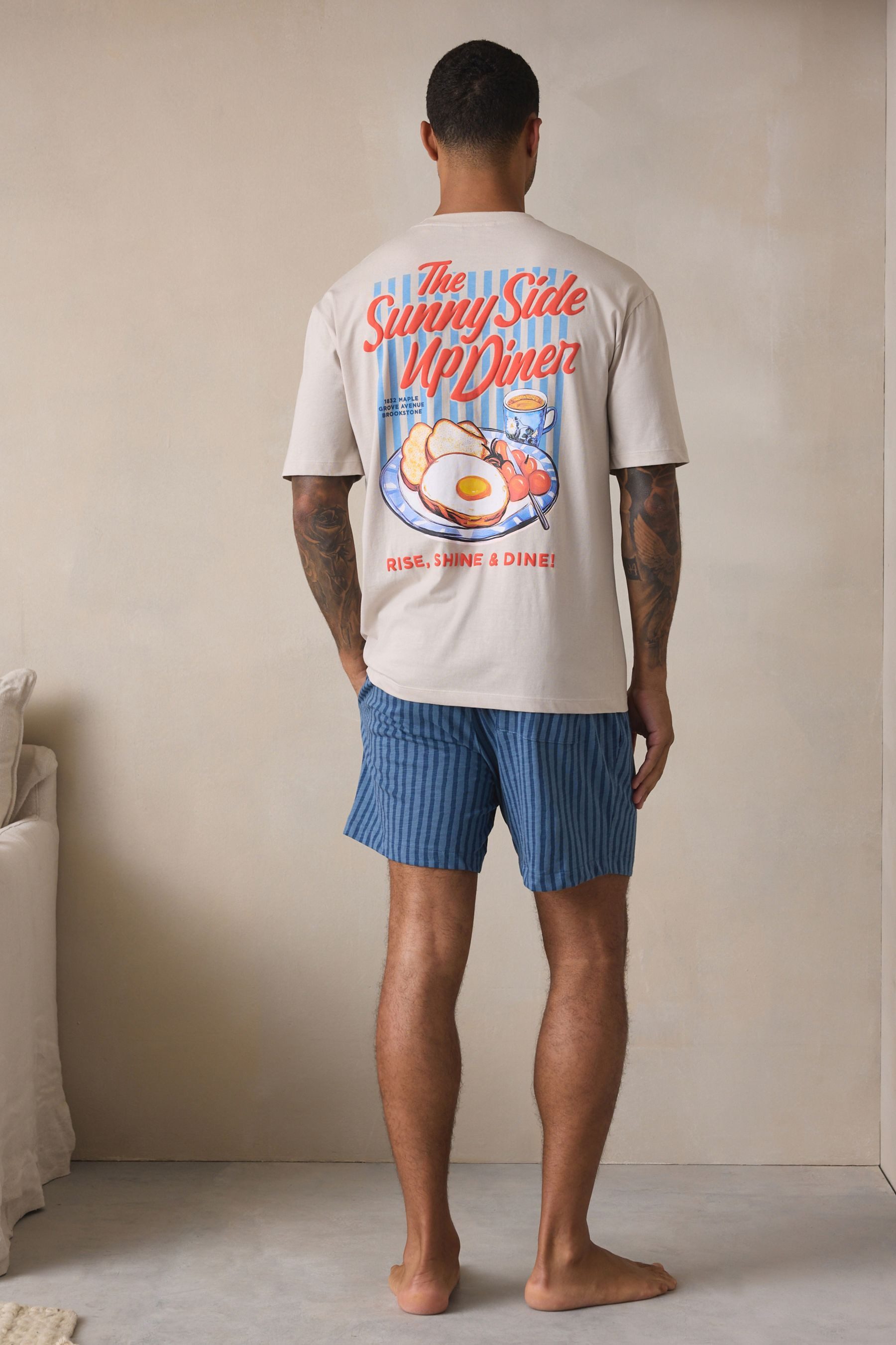 Next Pyjama Kurzärmeliger Jersey-Schlafanzug mit Grafik (2 tlg)