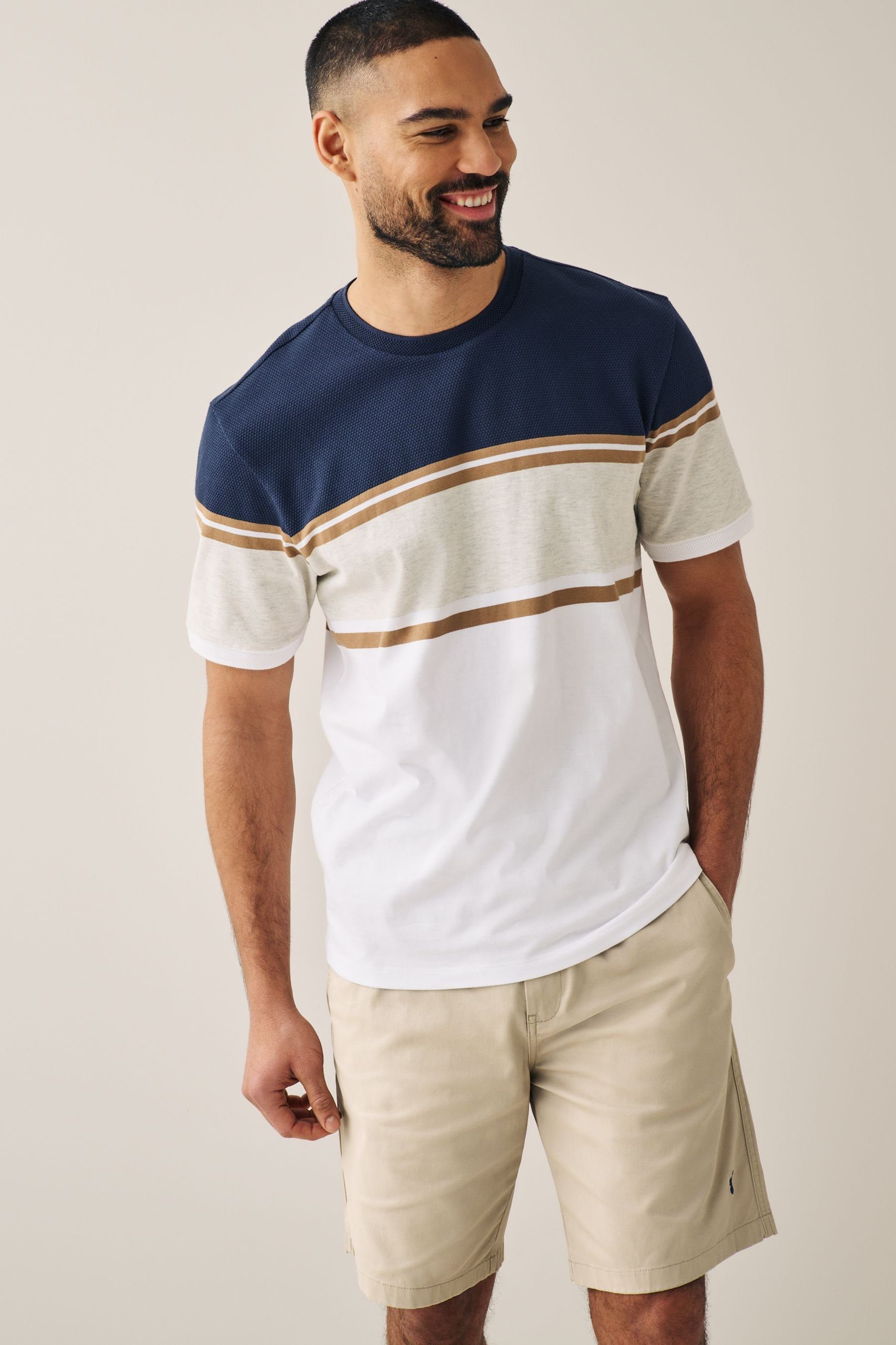 Next T-Shirt T-Shirt in Blockfarben (1-tlg) Navy Blue/Neutral Marl | T-Shirts