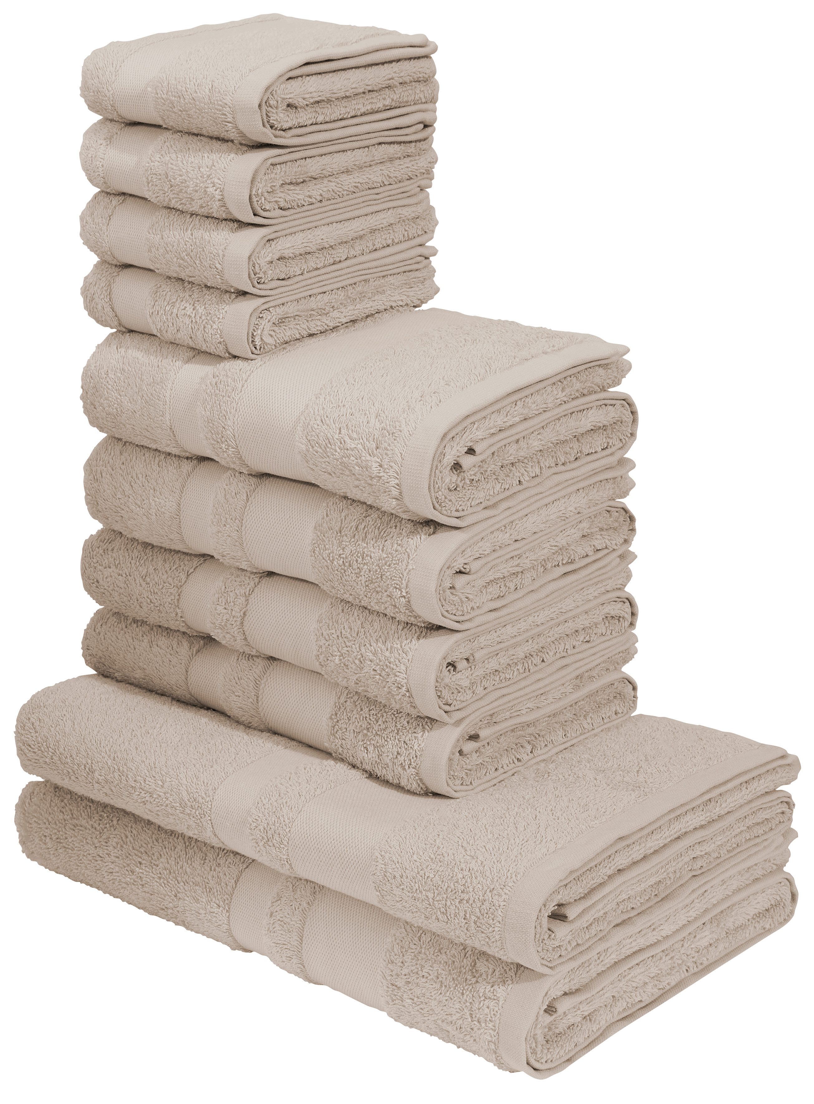 OTTO home Handtuch Set Vanessa, 10-tlg Handtuch-Set, weich, in Standard- und Premium-Qualität, Walkfrottee (Set, 10-St), 100% Baumwolle, Duschtücher, Handtücher, Gästetücher, mit Bordüre