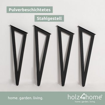 holz4home Tischgestell Dreieck (4 Stück im Set), Metall schwarz pulverbeschichtet