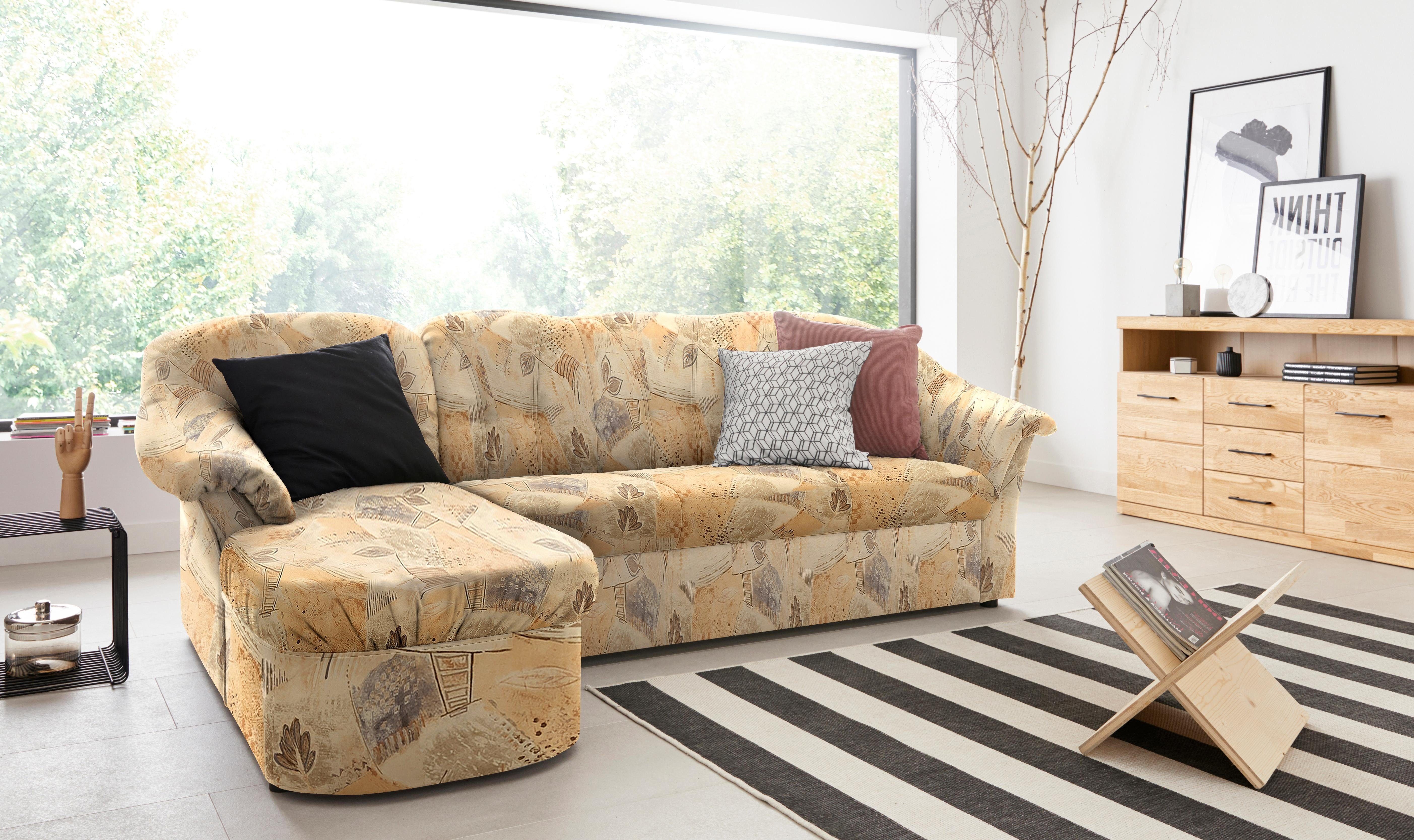 DOMO collection Ecksofa Pegnitz, elegante Rückensteppung, kompakte Stellmaße 238/141cm, L-Form, wahlweise mit Bettfunktion