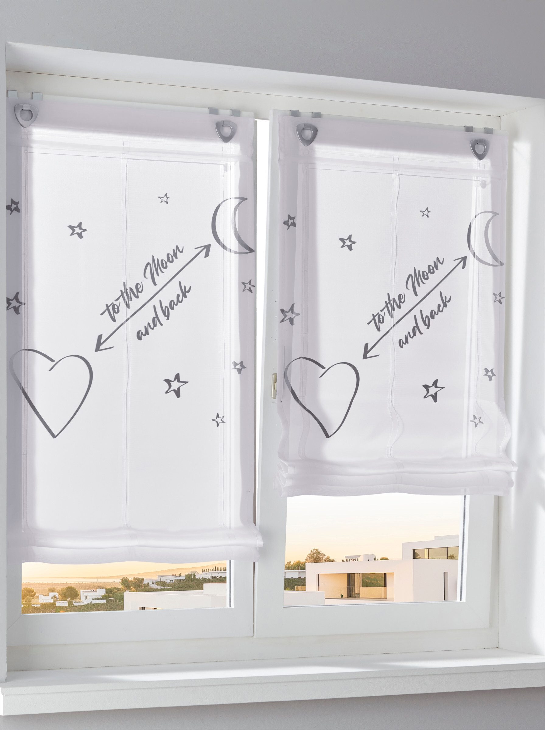 Rollo Raffrollo ., heine, transparent, Ösen mit Fensterhaken