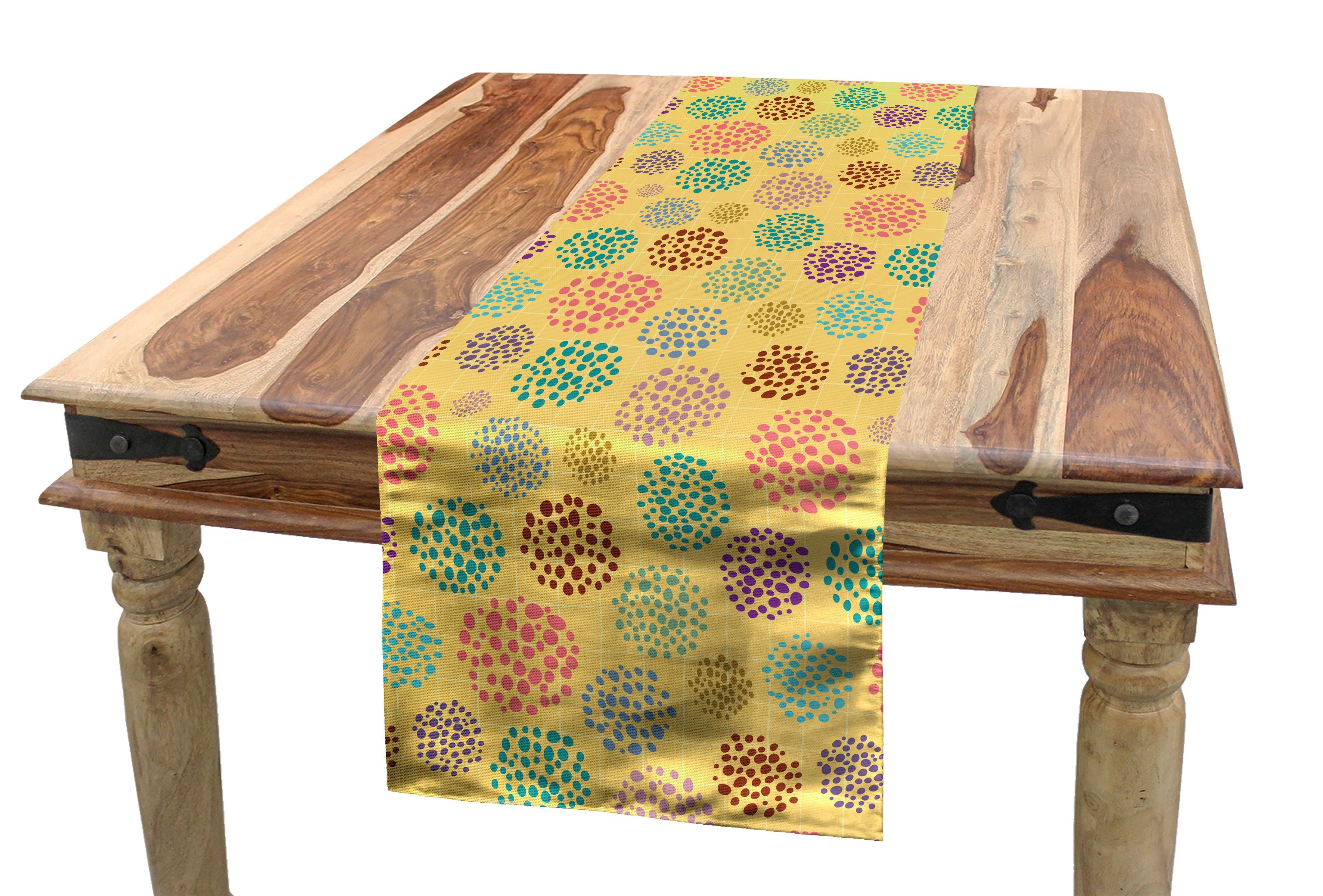 Abakuhaus Tischläufer Esszimmer Küche Rechteckiger Dekorativer Tischläufer, Tupfen Farbe Assembled Blots