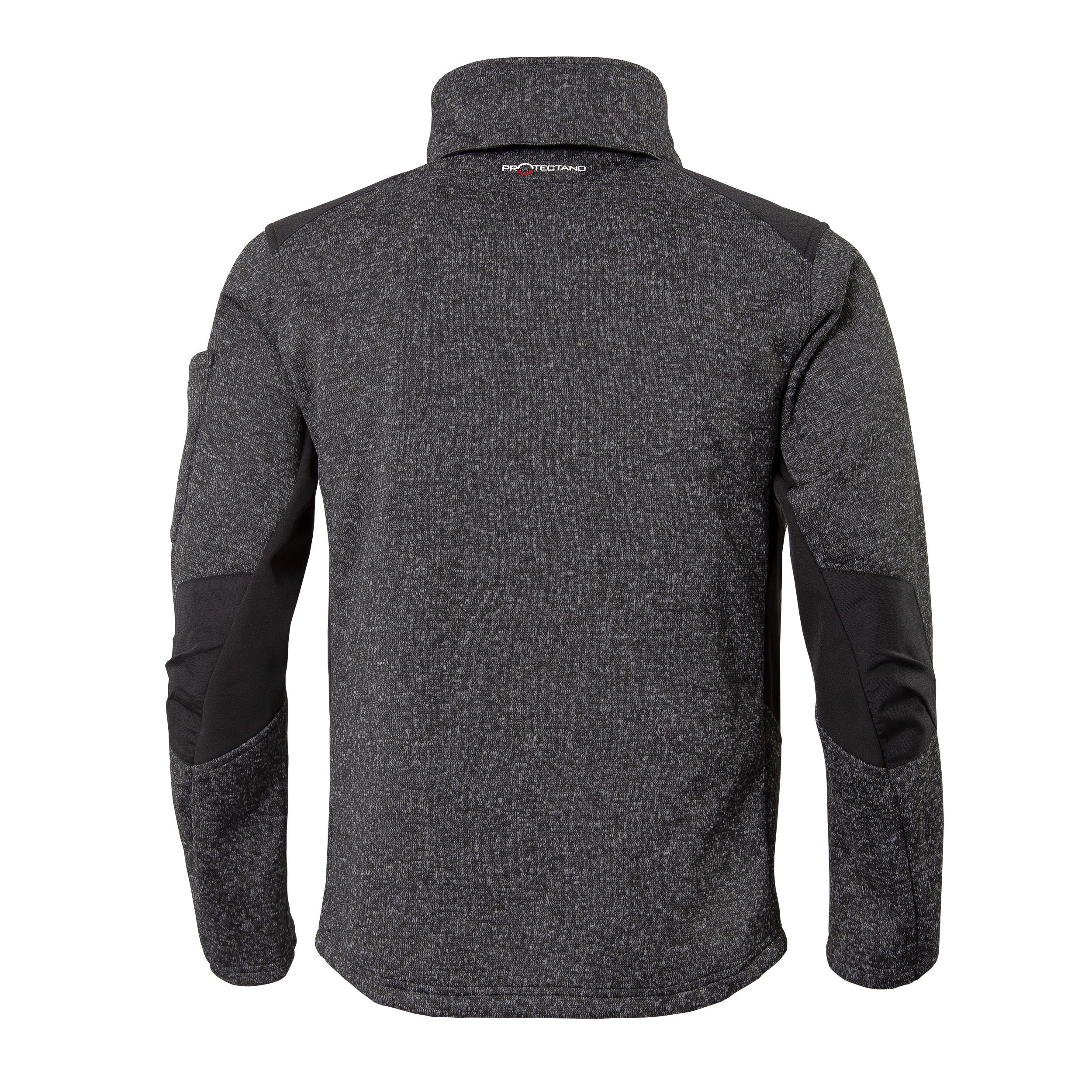 Qualitex Workwear Strickfleecejacke wärmende (melange) Strickfleece-Übergangsjacke - Softshell & Cordura (1-St) Arbeitsjacke mit 6 Taschen - Strapazierfähig - Pflegeleicht - Waschbar