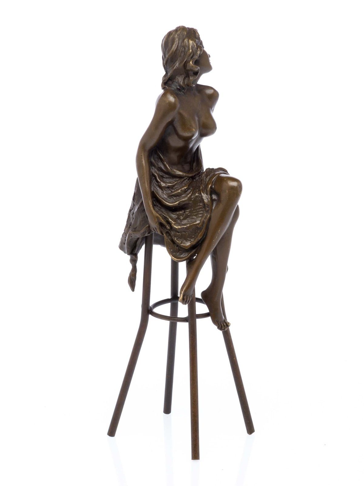 Frau Skulptur Figur Barhocker Bronze Skulptur auf Bronzeskulptur sculpture Akt Aubaho
