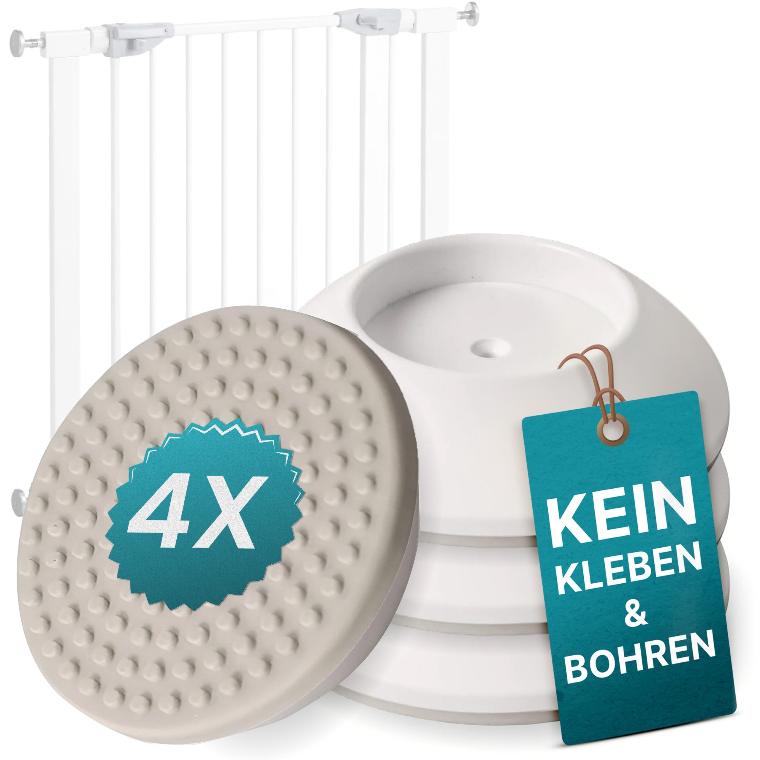 MOVOJA Treppenschutzgitter 4 Wandprotektoren für Treppengitter, Elefantenfüße & Wandschutz Pads (Set, 4 St., 4pcs), rutschfest, ohne bohren