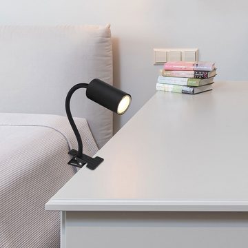 etc-shop Klemmleuchte, Leuchtmittel nicht inklusive, Schreibtischlampe klemmbar Schwanenhals Leselampe Bett Klemme