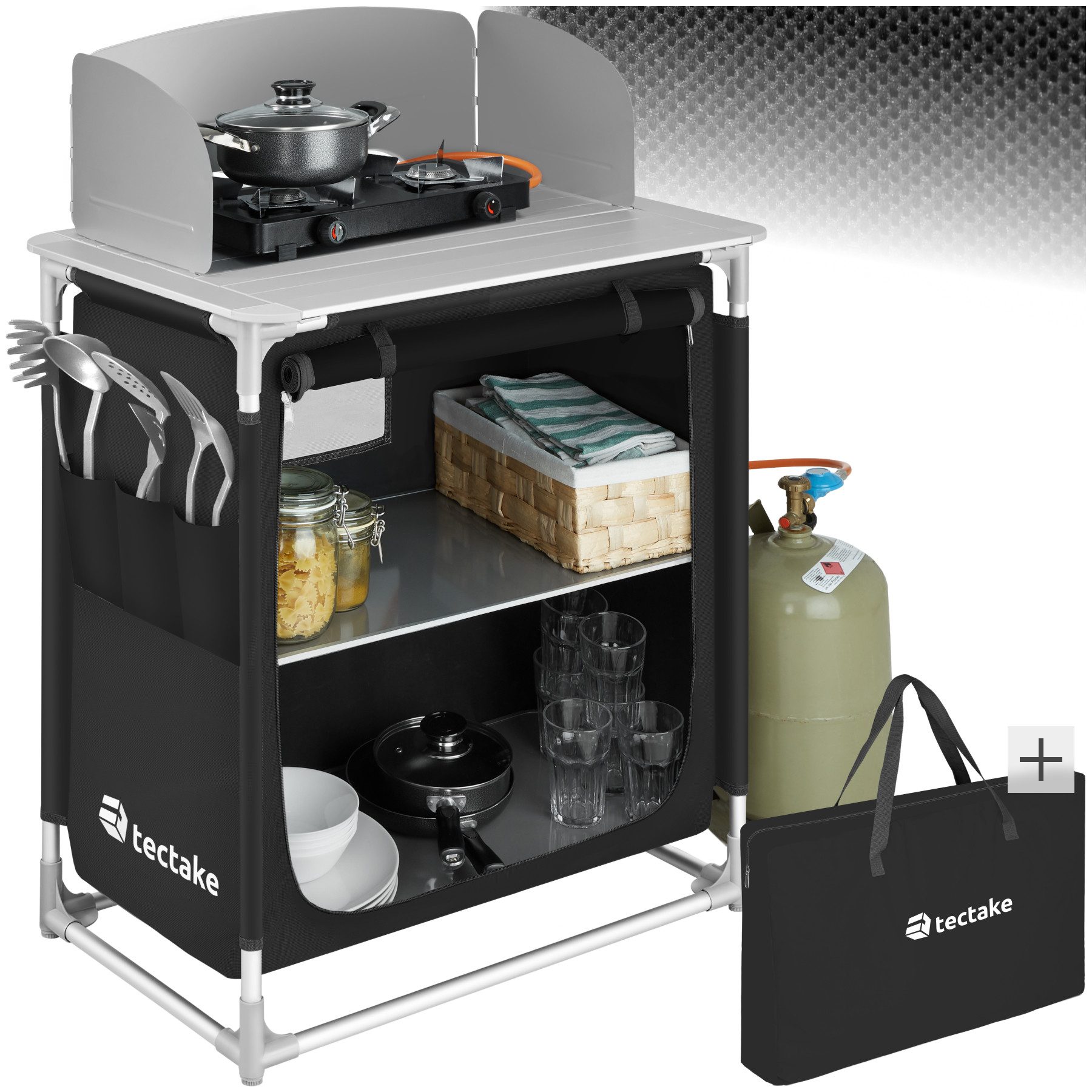 tectake Campingtisch Campingküche Premium mit 2 Fächern (1-St., 1 tlg), Seh günstig online kaufen