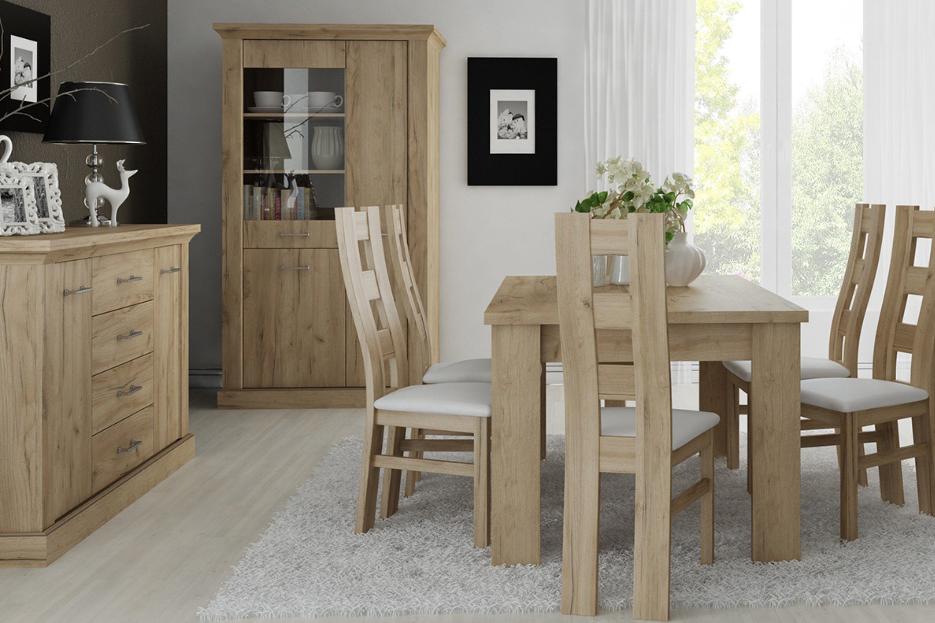 KONSIMO® Vitrine VETIS Vitrine mit Türen, vintage, mit Glastür