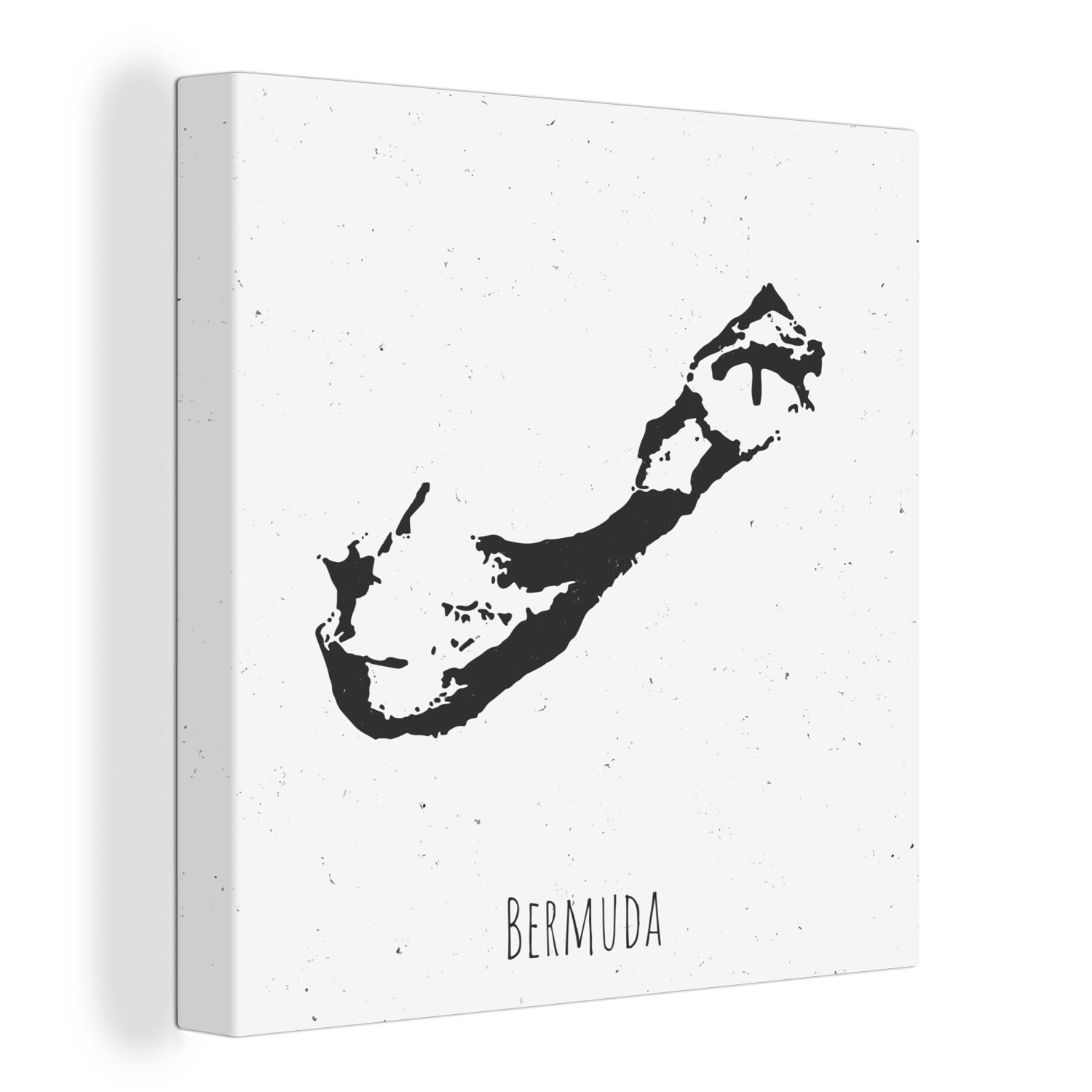 OneMillionCanvasses® Leinwandbild Schwarz-Weiß-Illustration von Bermuda auf einem staubigen Hintergrund, (1 St), Leinwand Bilder für Wohnzimmer Schlafzimmer
