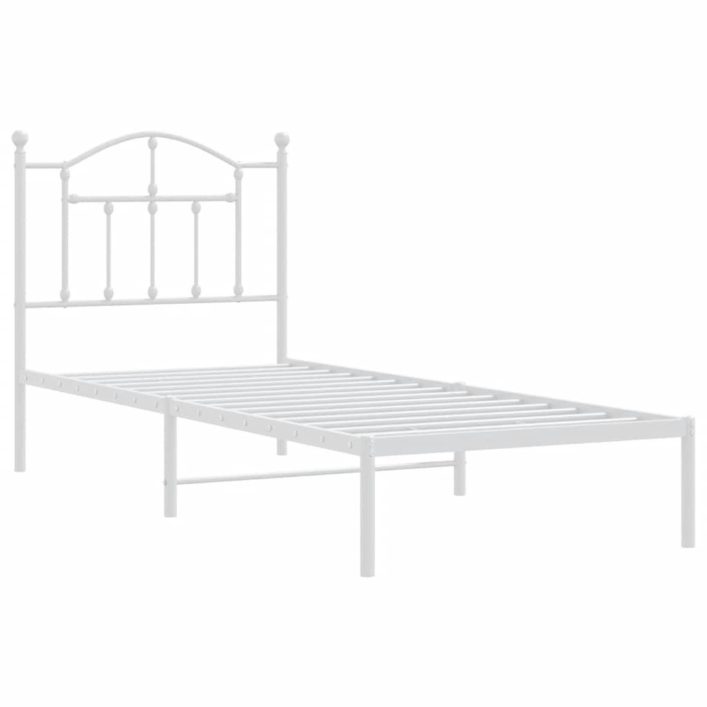 vidaXL Bett Bettgestell mit Kopfteil Metall Weiß 90x190 cm günstig online kaufen