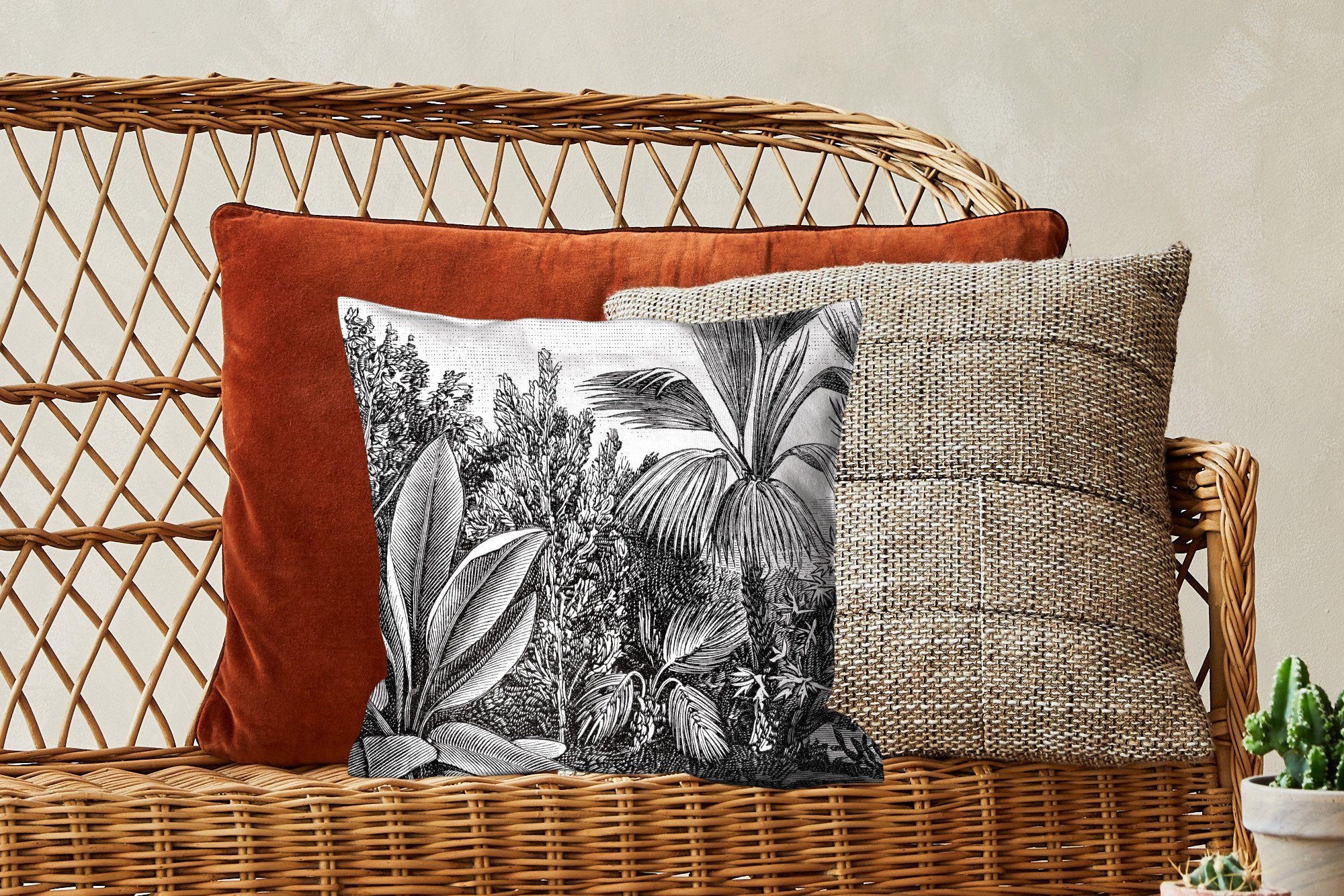 MuchoWow Dekokissen Pflanzen - - - Natur Illustration Ernst mit Zierkissen - Haeckel, Füllung Schlafzimmer, Wohzimmer, für Sofakissen Deko, Gestaltung