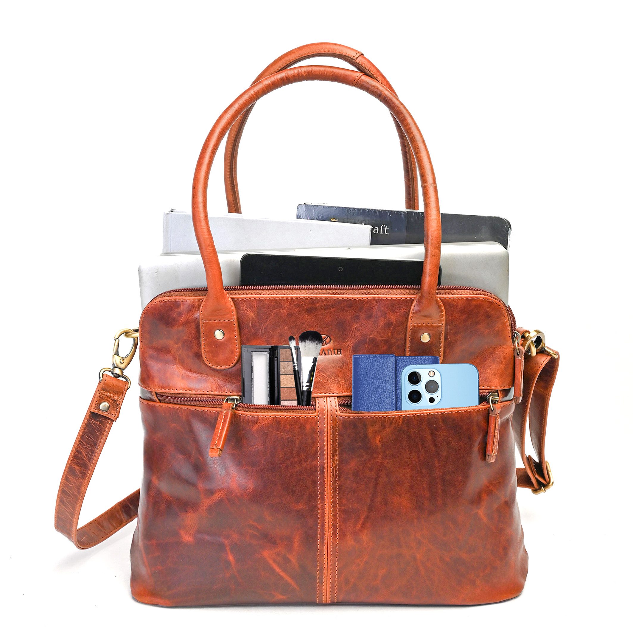 ALMADIH Handtasche Leder Damenhandtasche BELLA Umhängetasche Schultertasche Ledertasche