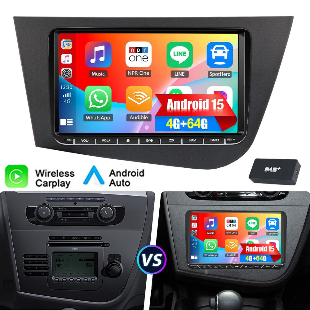 7/9'' DAB+ 64G Für Seat Leon 1P1 2005-12 Android 15 Autoradio Carplay Autoradio