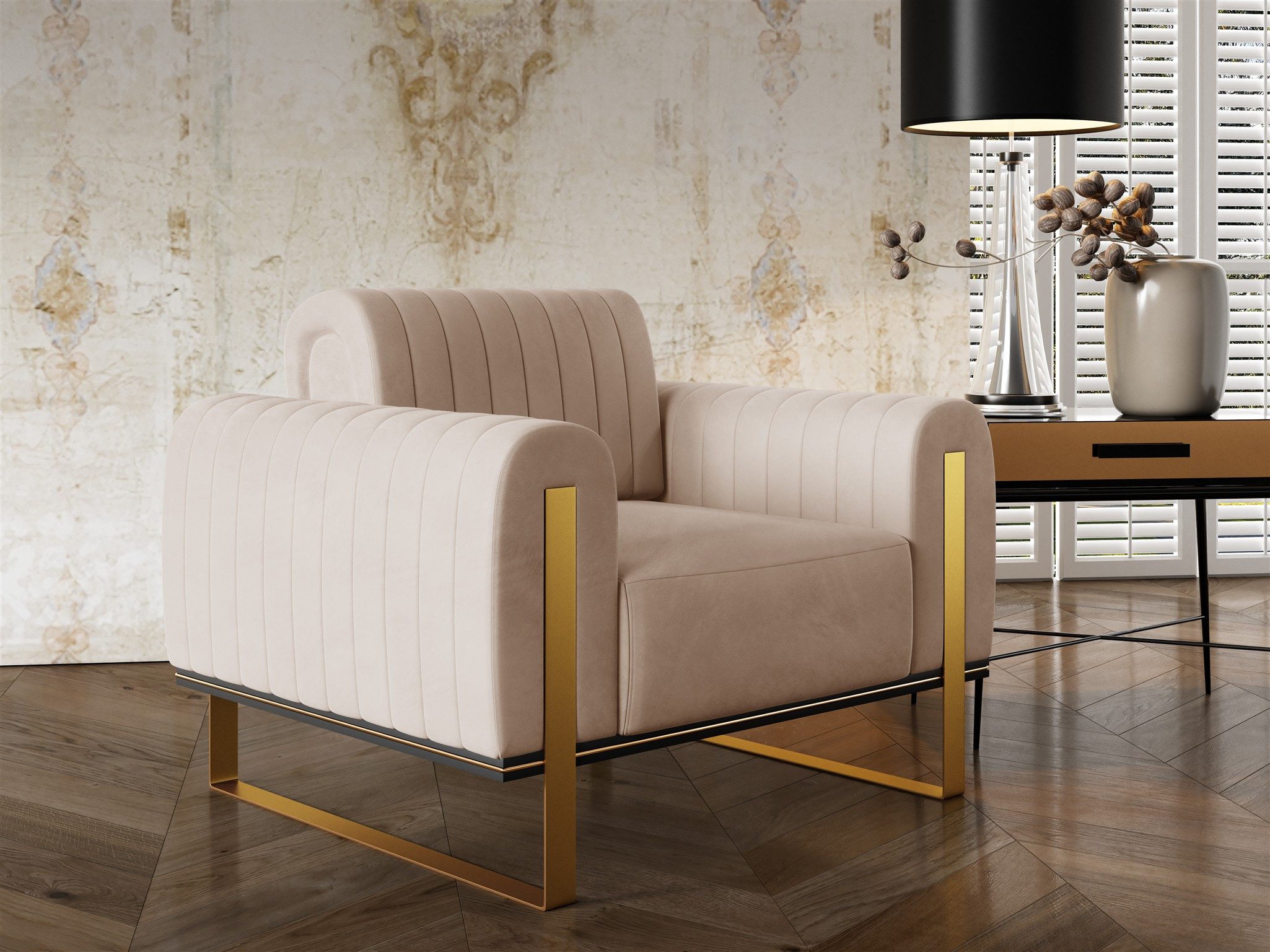 Fun Möbel Sessel Designersessel VALERIE in Stoff Elisa Velvet (Auch im 3-2- günstig online kaufen