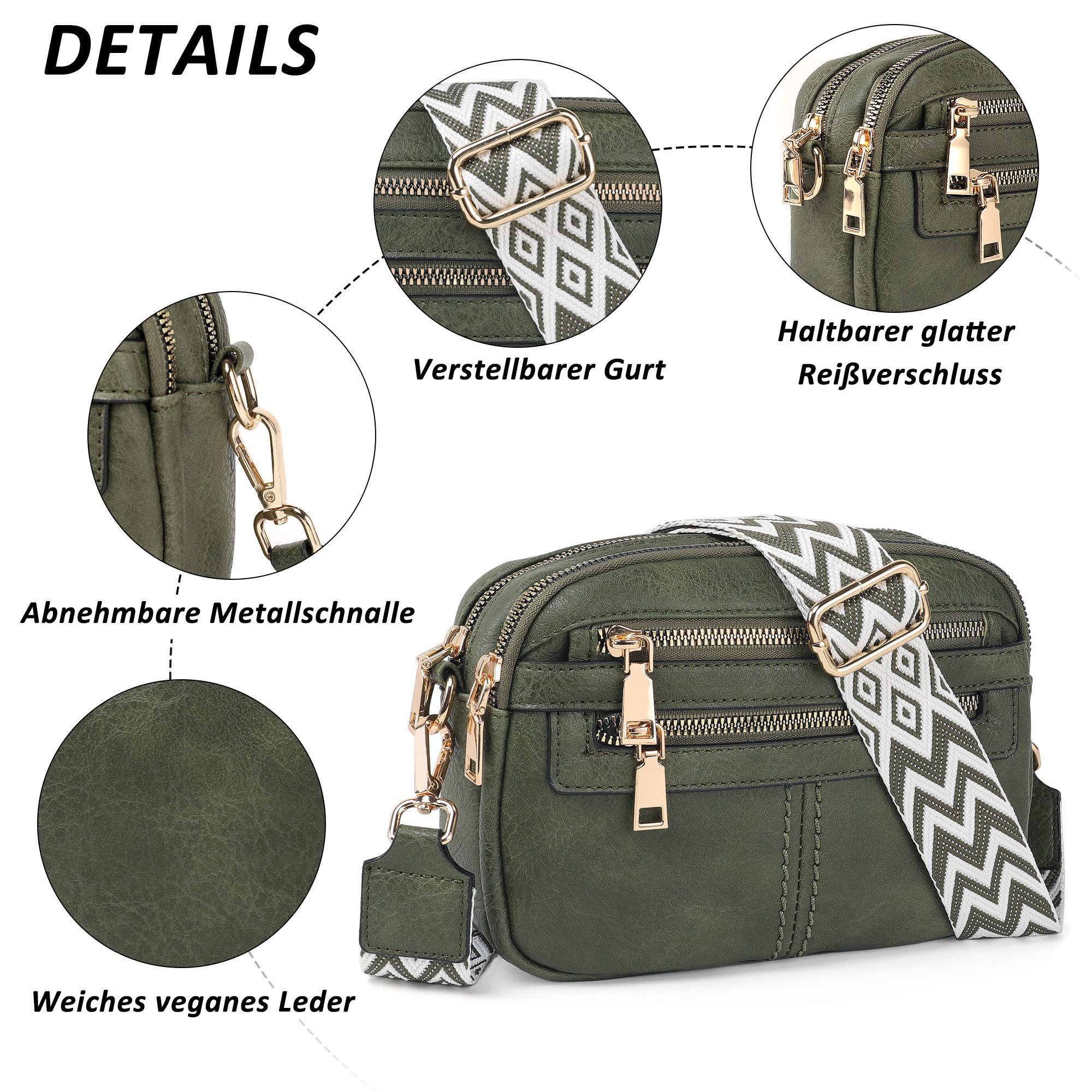 TAN.TOMI Umhängetasche Crossbody Bag Damen Umhängetasche Moderne Taschen Modisch, Vielseitig mit Verstellbarer Schulterriemen