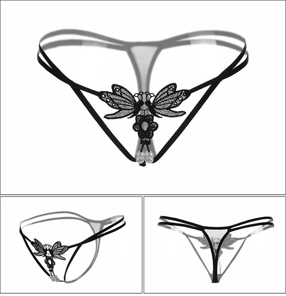Lovolotti String-Ouvert Sexy Unterhose String Tanga Slip LO-L21 (Damen transparente String Panty mit Perlen) Nachtwäsche Reizwäsche Sexy Unterwäsche Durchsichtig