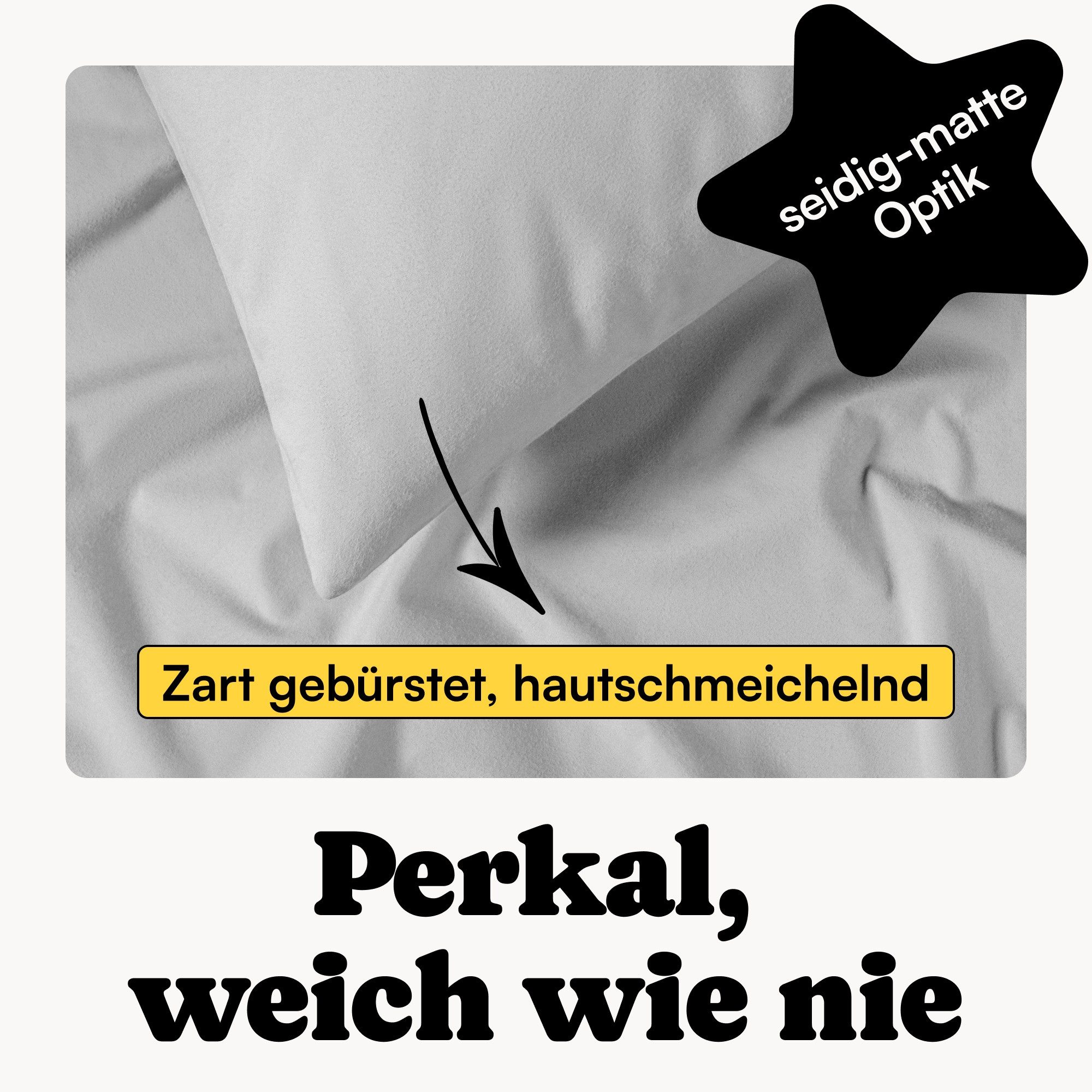 Seralino Kissenbezüge Perkal Kissenbezug (100% Baumwolle) weich angeraut, hautfreundlich, besonders weich & atmungsaktiv, BCI zertifiziert, mit Reißverschluss