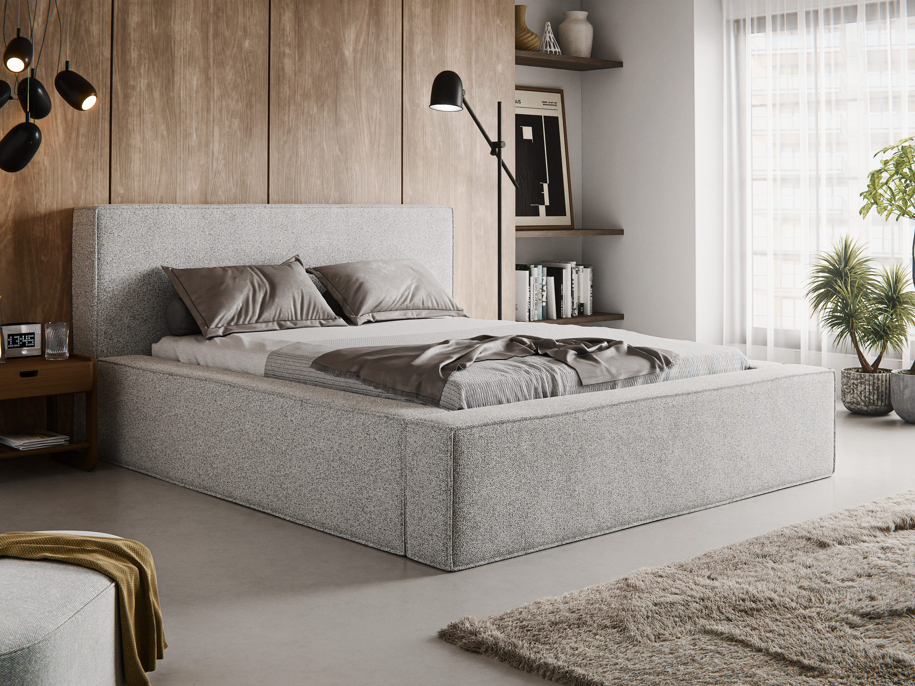 thematys Polsterbett mit Bettkasten, Stauraumbett, Bouclé günstig online kaufen
