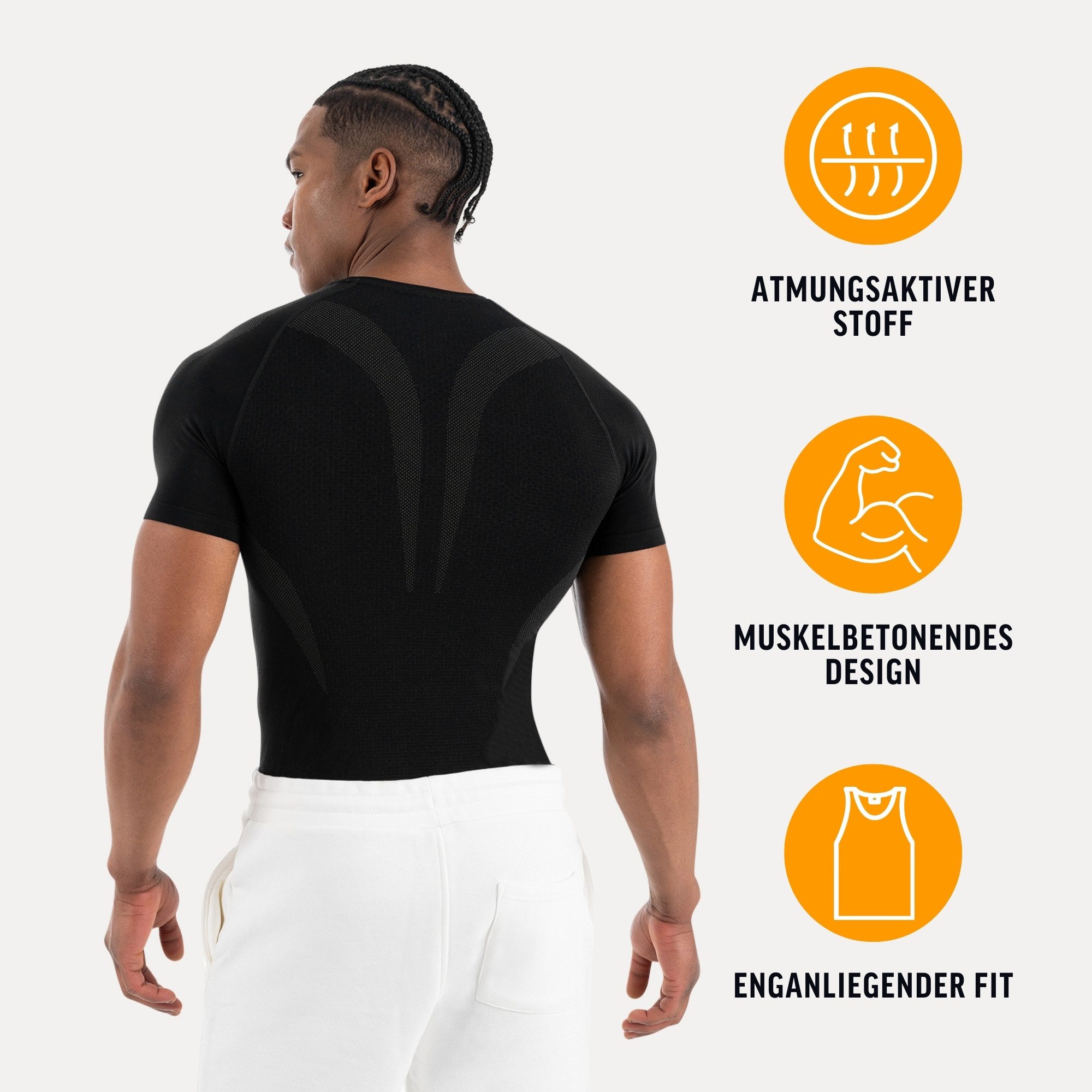 Smilodox T-Shirt Carnos, Compression Shirt Herren, Gymshirt, Seamless, Training Compression Fit, Seamless, atmungsaktiv, Body Mapping, Stretch