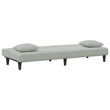 vidaXL Sofa 2-tlg. Sofagarnitur mit Kissen Hellgrau Samt