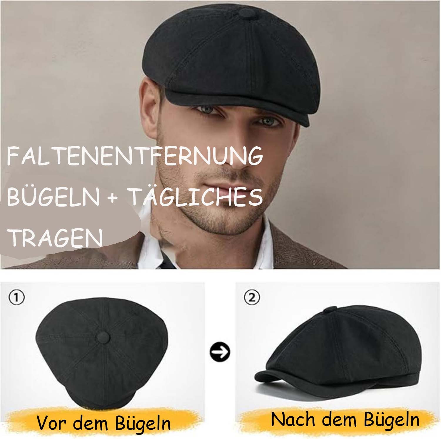 Zaewry Schirmmütze Herren Schiebermütze Damen Baumwolle Newsboy Cap – Bild 4 von 5